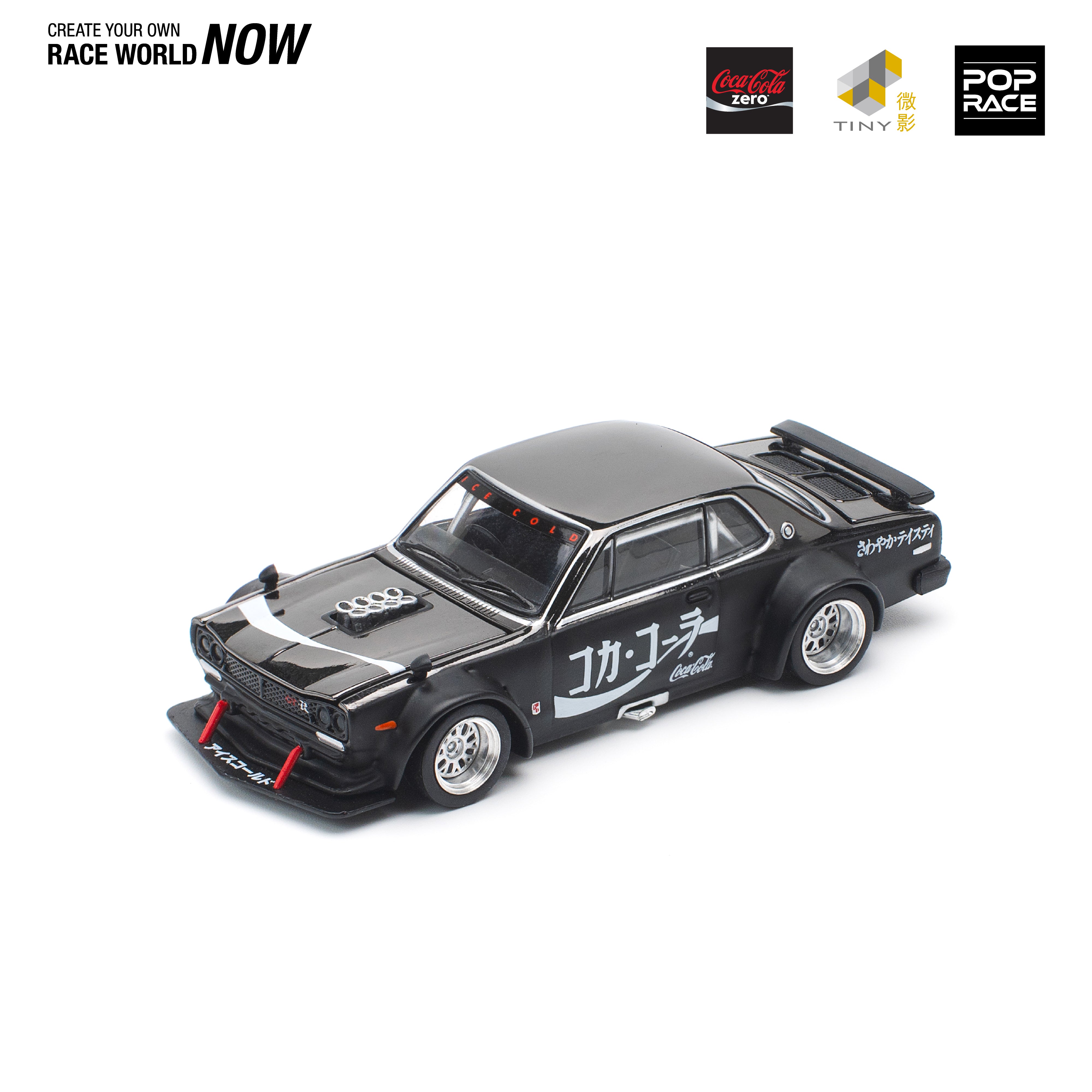 SKYLINE GT-R V8 DRIFT (HAKOSUKA) Coca Cola Chrome Black JP PR640161 by Pop Race