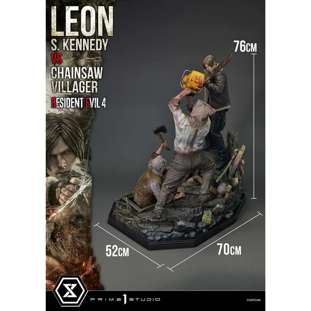 Resident Evil 4 Leon S. Kennedy Versus Chainsaw Villager Statue By Prime1 Studio