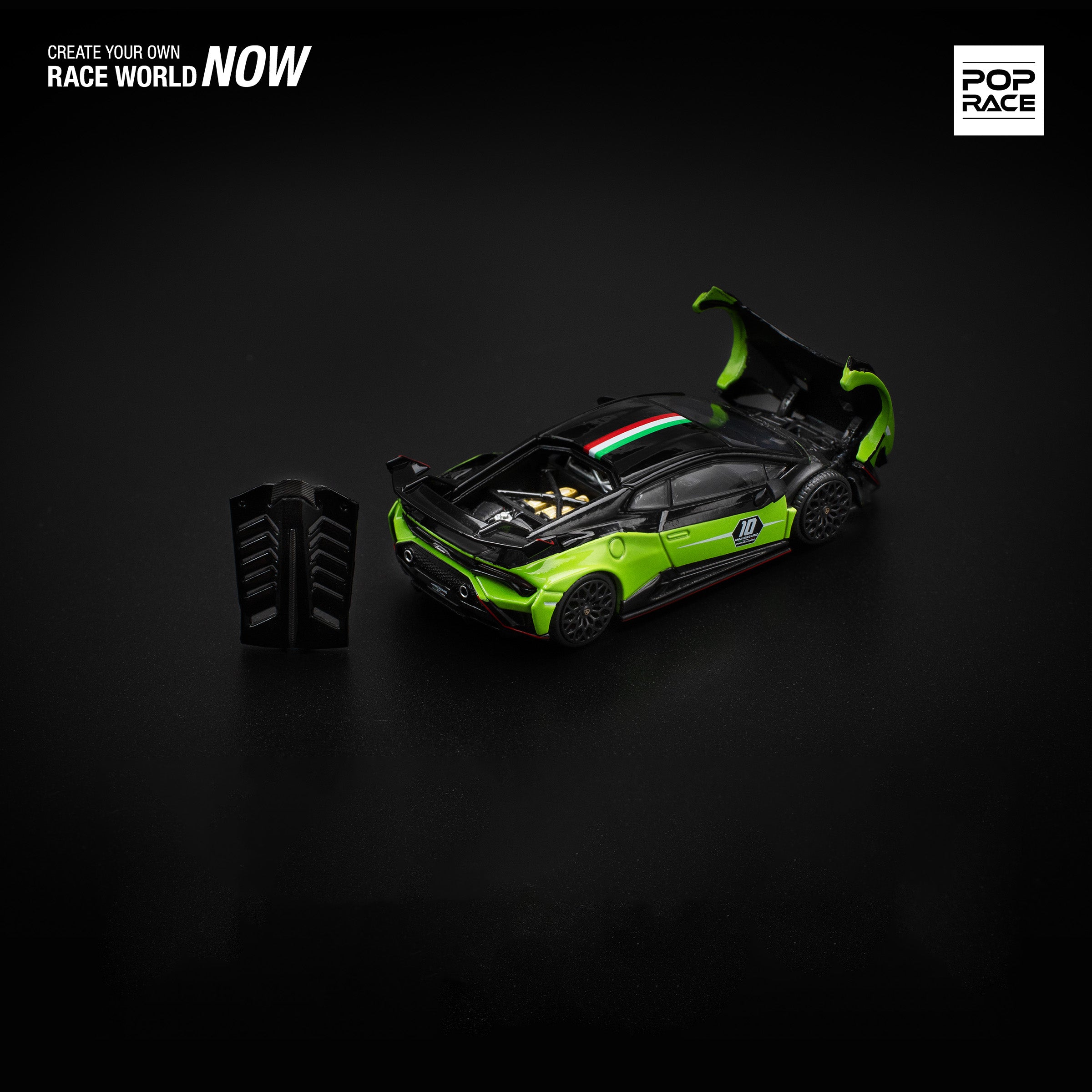 LAMBORGHINI HURACAN STO (LP640-2) 10 ANNIVERSARIO (Green/Black) PR640189 by Pop Race