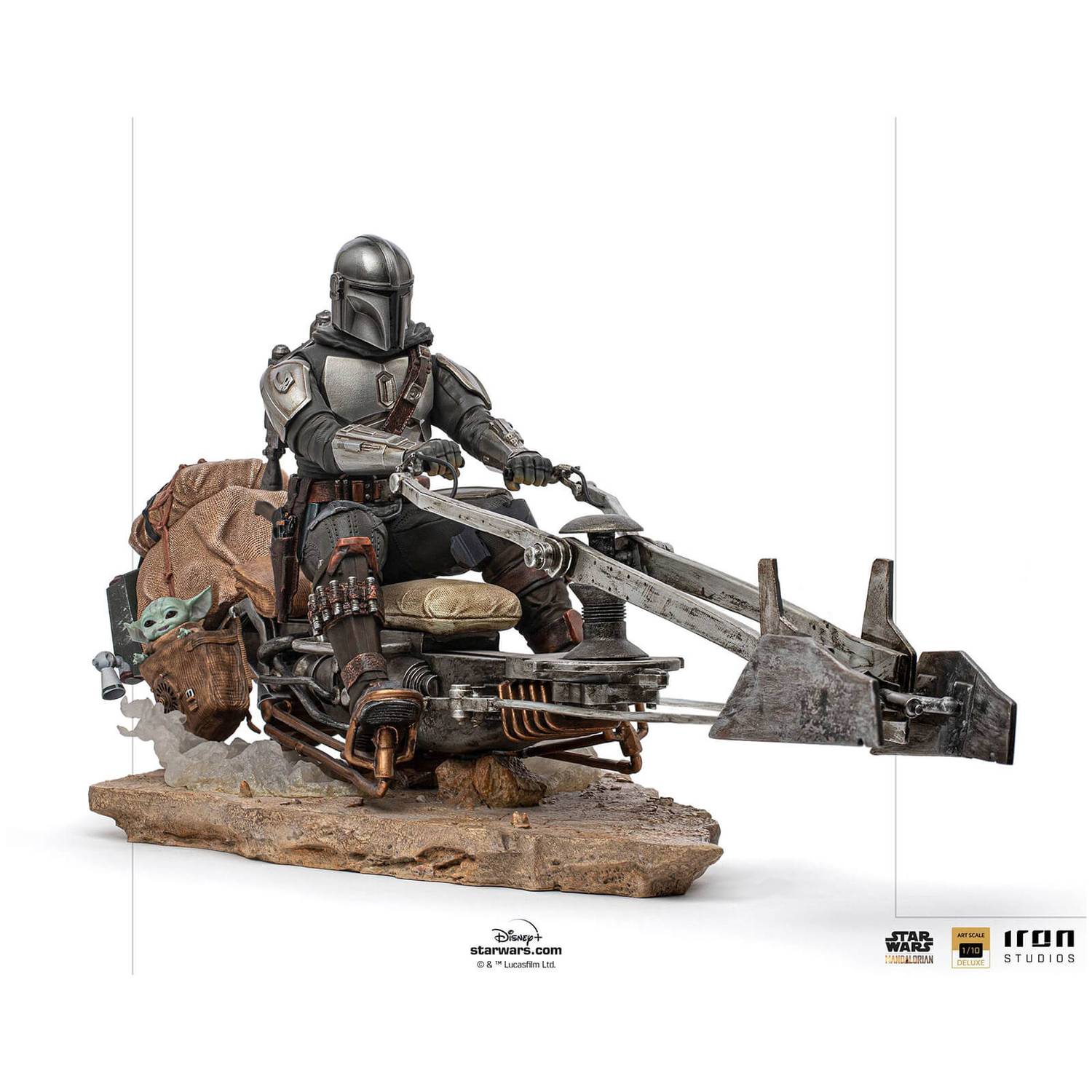 The Mandalorian on Speederbike Deluxe Art Scale 1 10 Statue By Iron Studios