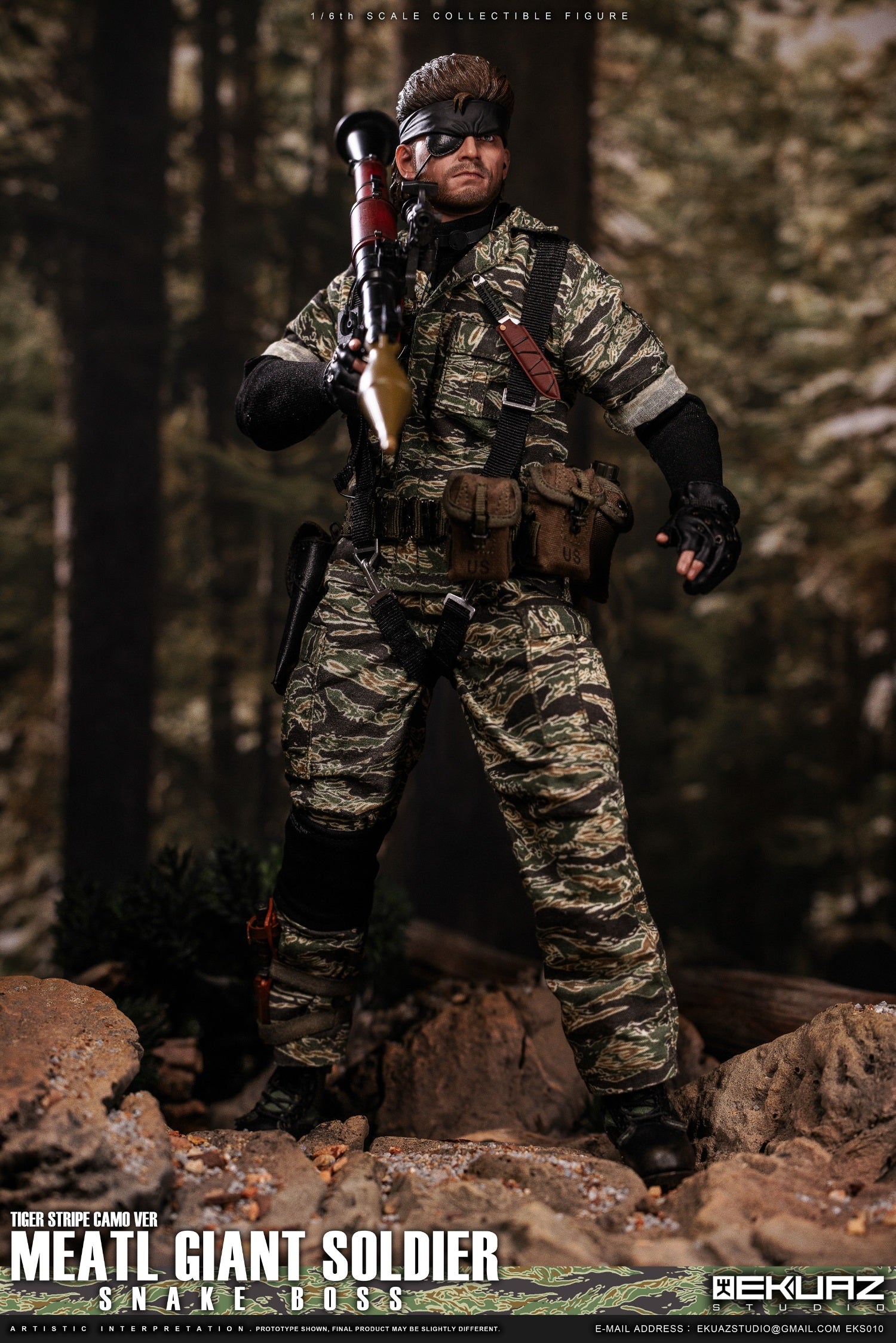 Snake Boss Figure (Tiger Stripe Camo Version) EKS010 1/6 Scale Metal Giant Soldier By EKUAZ STUDIO