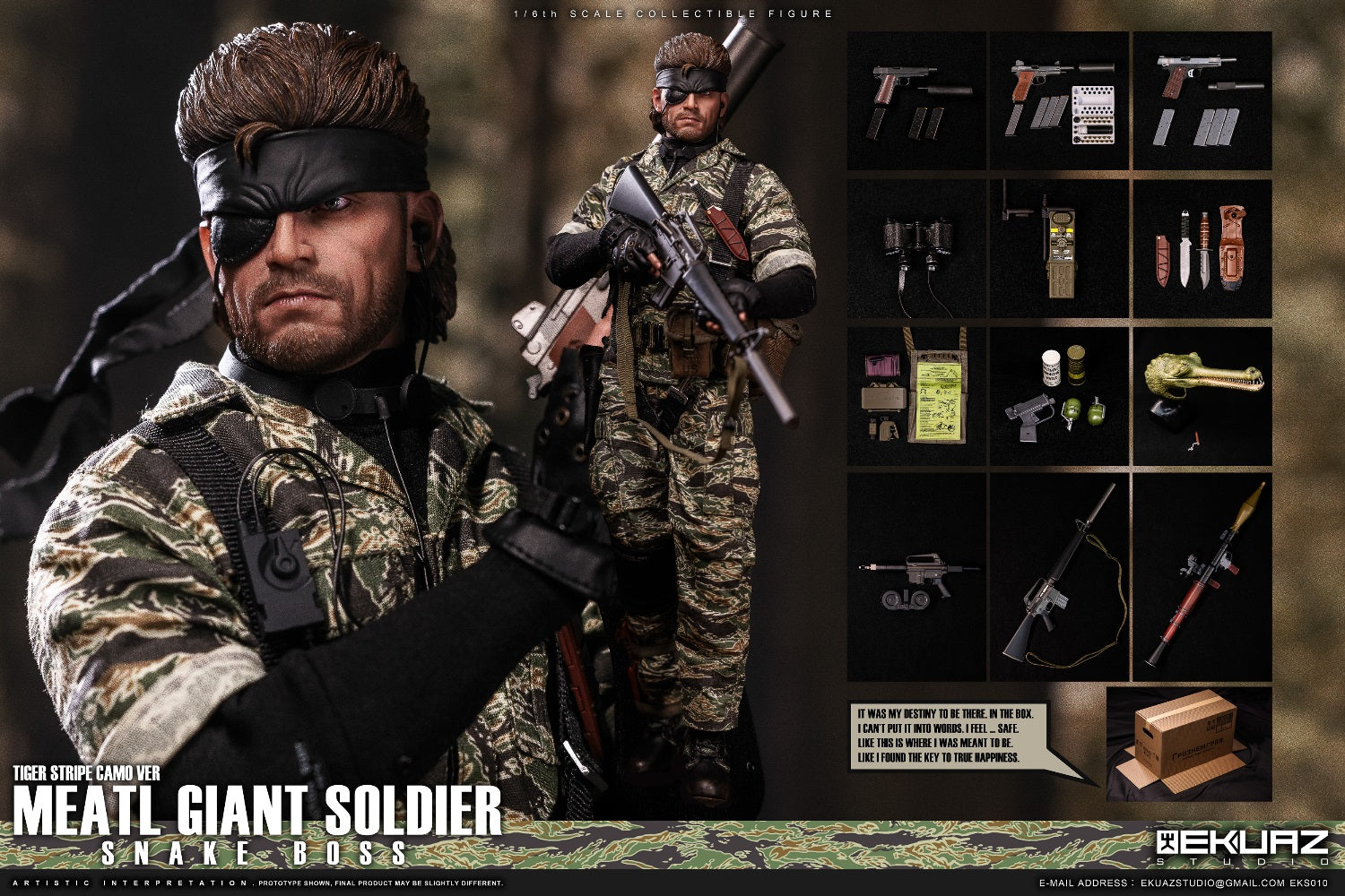 Snake Boss Figure (Tiger Stripe Camo Version) EKS010 1/6 Scale Metal Giant Soldier By EKUAZ STUDIO