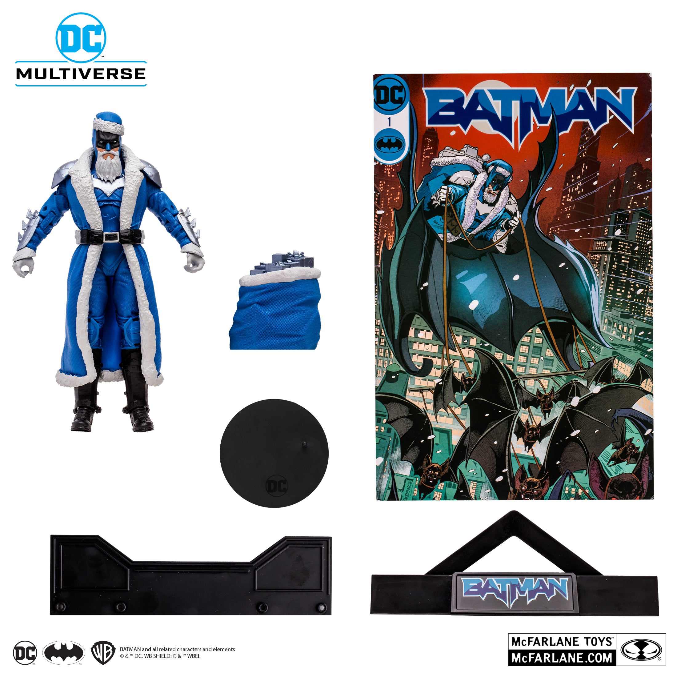 Batman Santa (Blue) Gold Label Figure by McFarlane