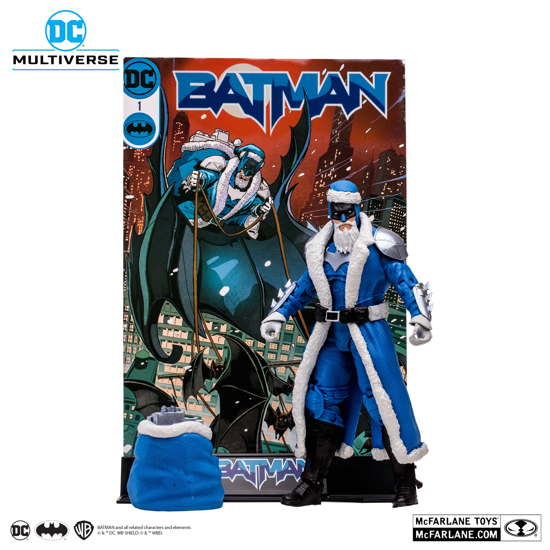 Batman Santa (Blue) Gold Label Figure by McFarlane