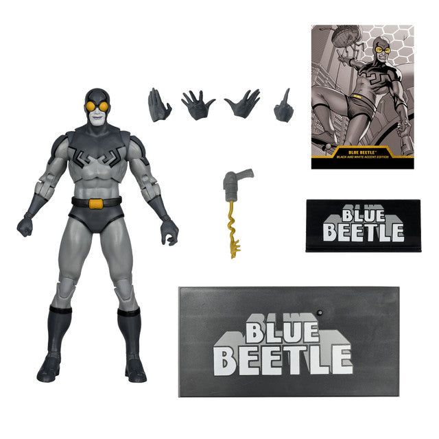 Blue Beetle (Black & White Accent Edition) Gold Label Action Figure