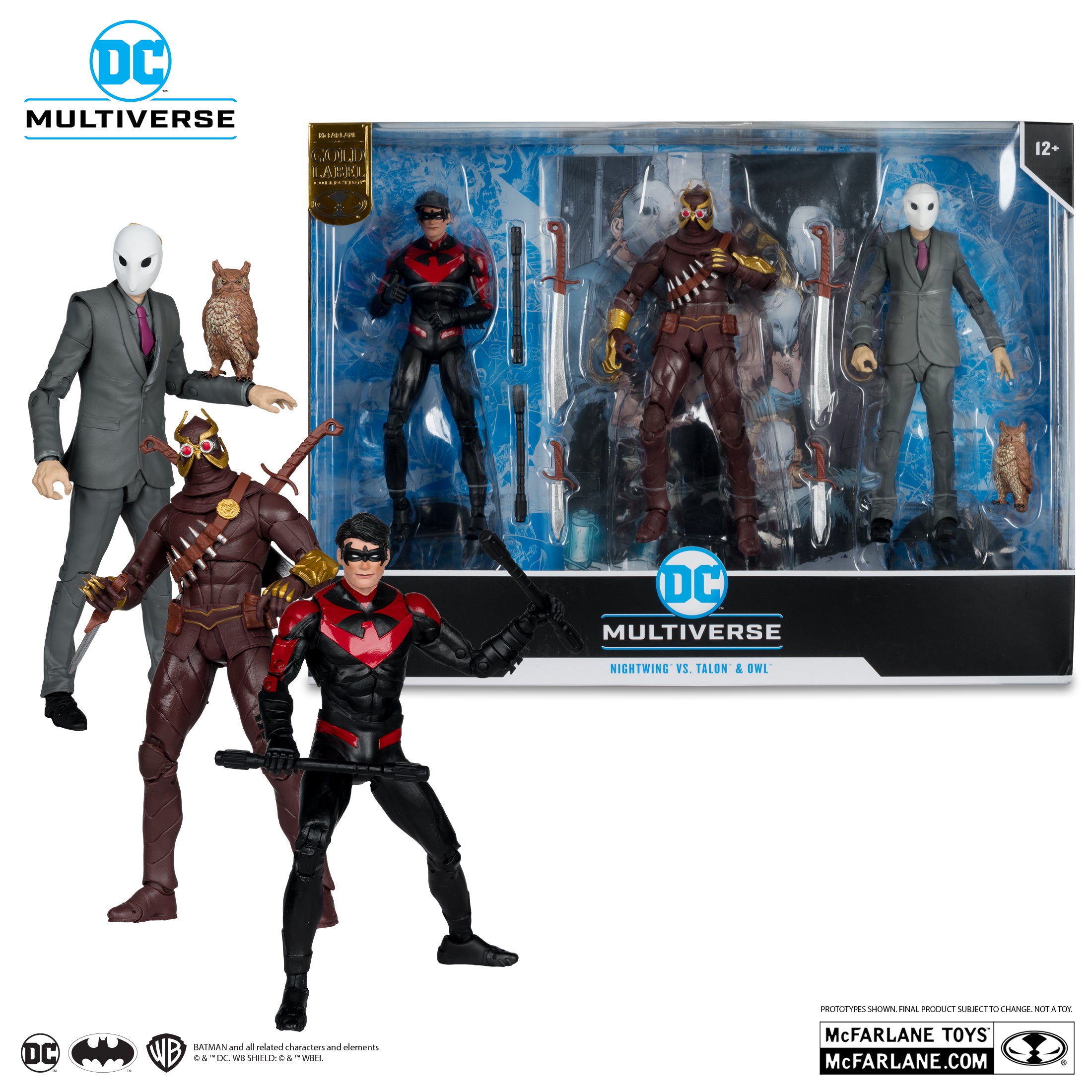 Nightwing vs Talon & Owl (Batman: The Court of Owls) 3 Pack Gold Label Action Figures BY MC FARLANE