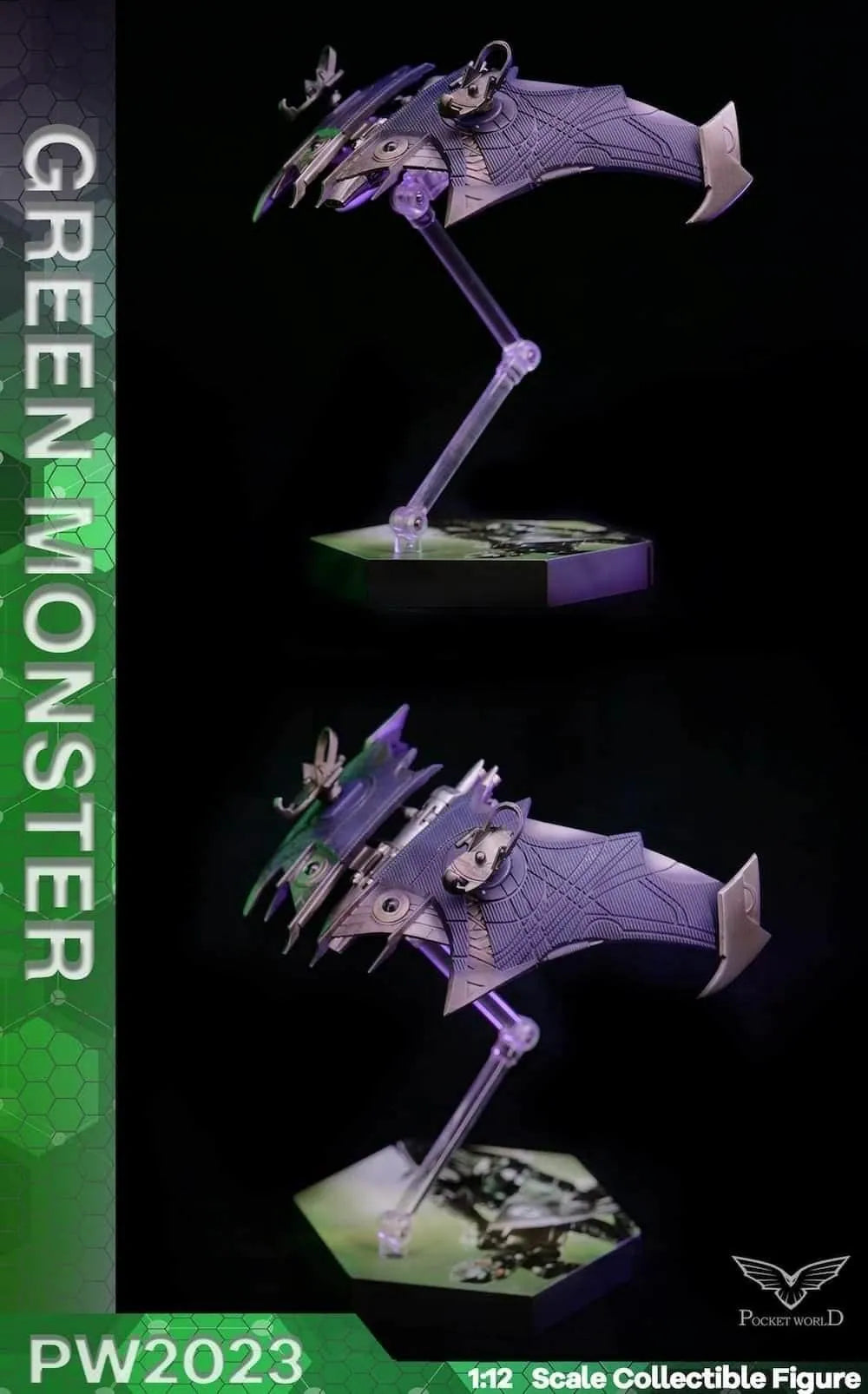 Green Monster with Glider Action Figure by PW Toys