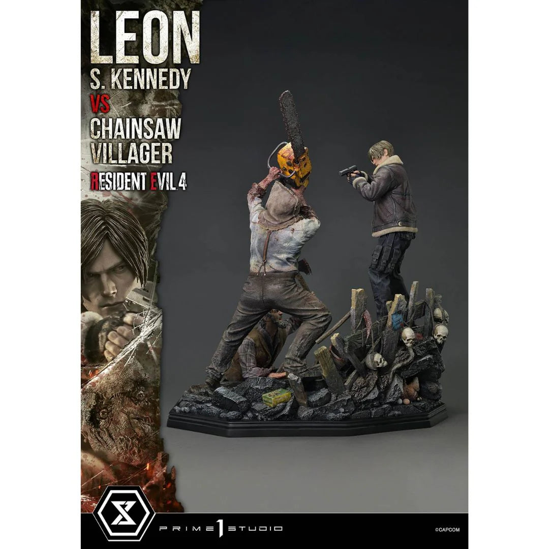 Resident Evil 4 Leon S. Kennedy Versus Chainsaw Villager Statue By Prime1 Studio