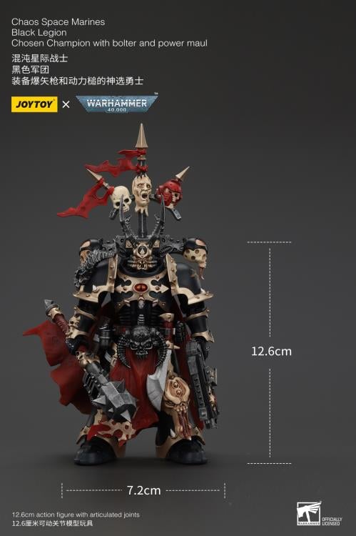 Warhammer 40K Chaos Space Marines Black Legion Chosen Champion with Bolter and Power Maul Action Figure