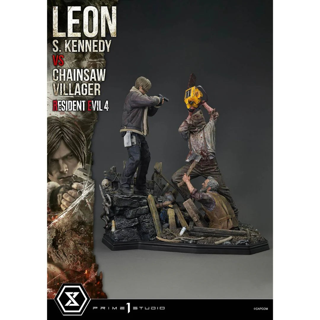 Resident Evil 4 Leon S. Kennedy Versus Chainsaw Villager Statue By Prime1 Studio