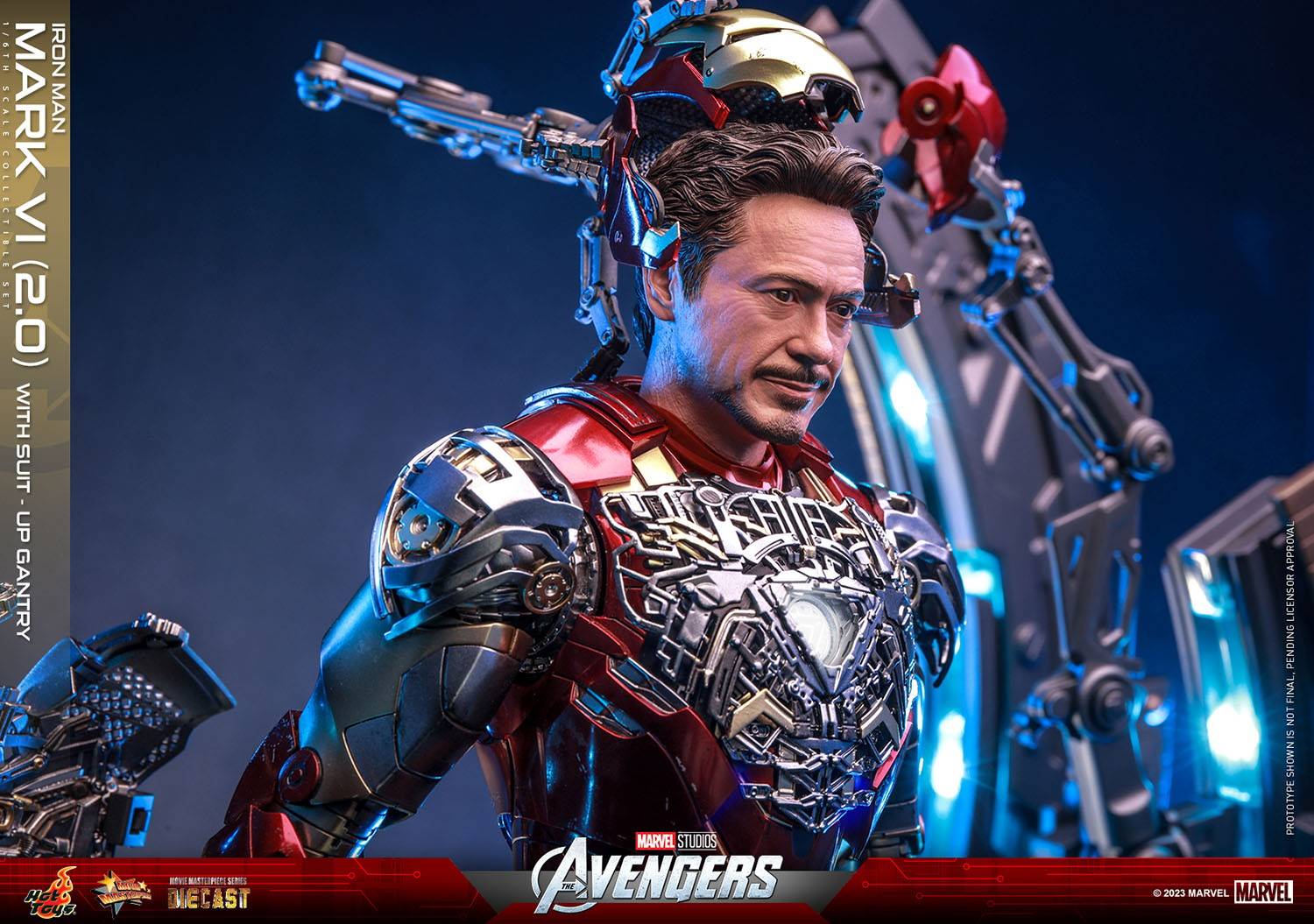 IRON MAN MARK VI (2.0) WITH SUIT-UP GANTRY Sixth Scale Figure Set by Hot Toys
