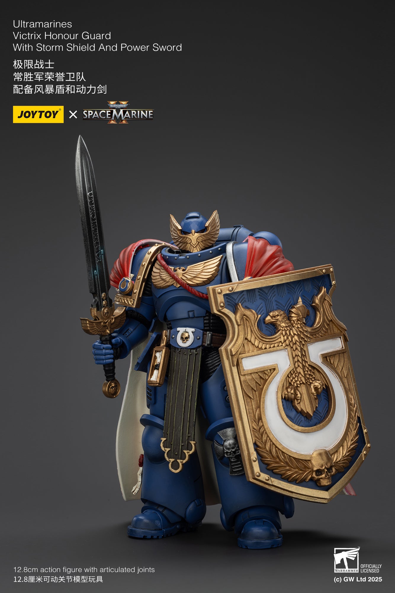 Warhammer 40,000: Space Marine 2 Ultramarines Victrix Honour Guard With Storm Shield And Power Sword Action Figure