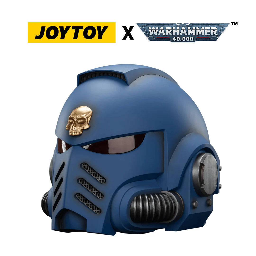 Warhammer 40,000 Ultramarines Captain Mk X Helmet and Display Stand