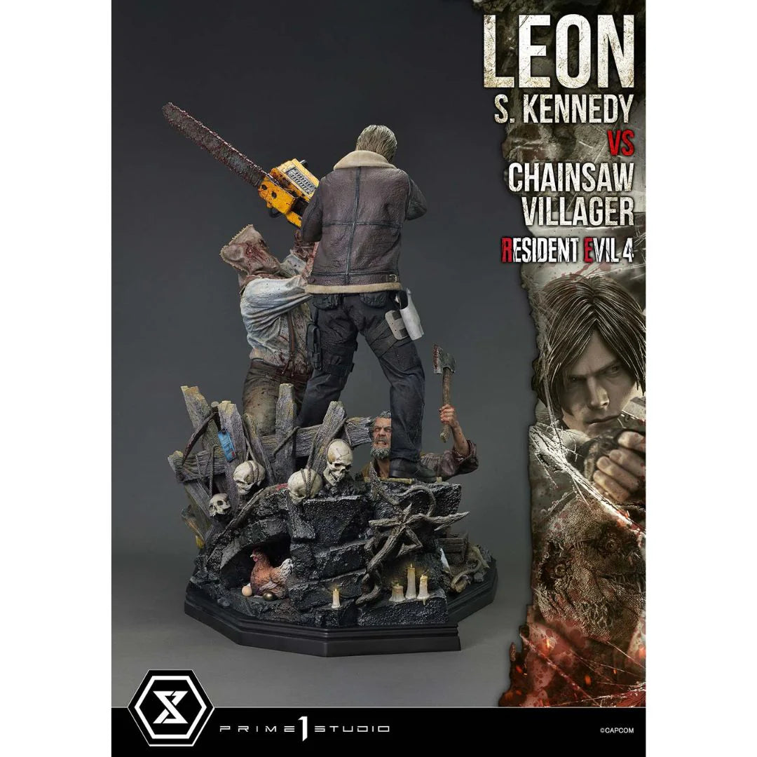 Resident Evil 4 Leon S. Kennedy Versus Chainsaw Villager Statue By Prime1 Studio