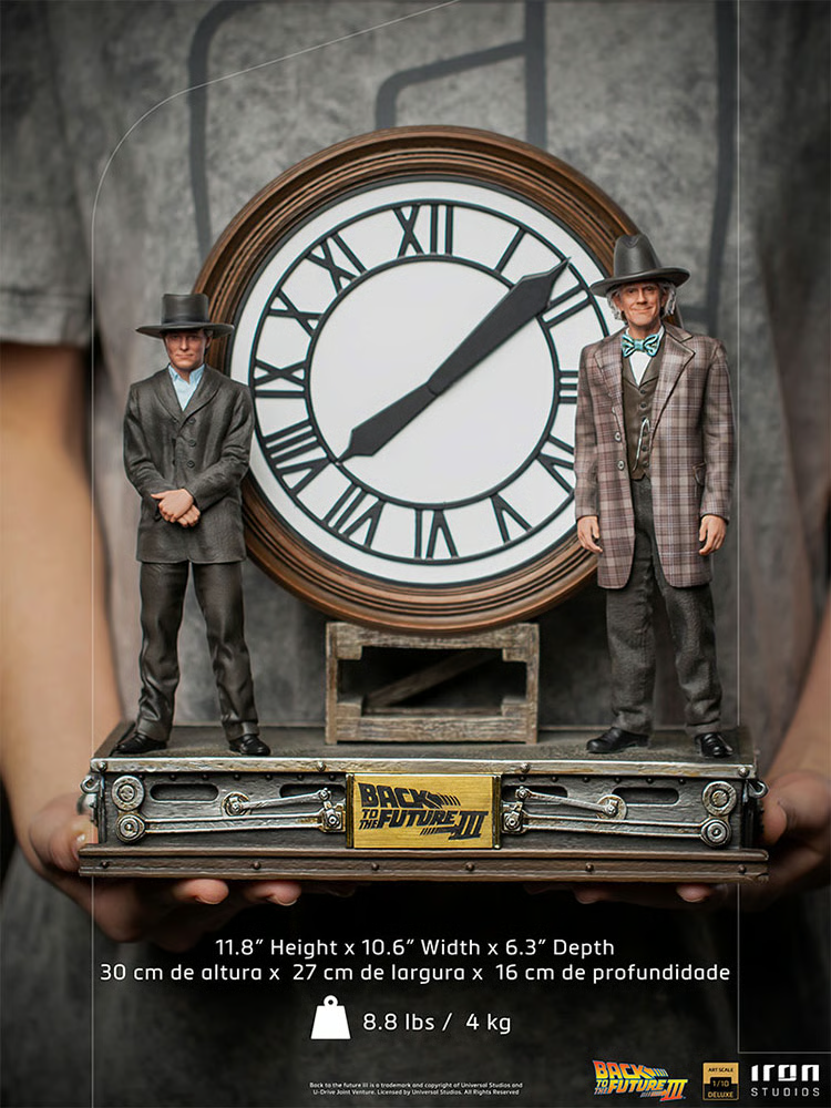 Marty and Doc at the Clock Deluxe Statue by Iron Studios