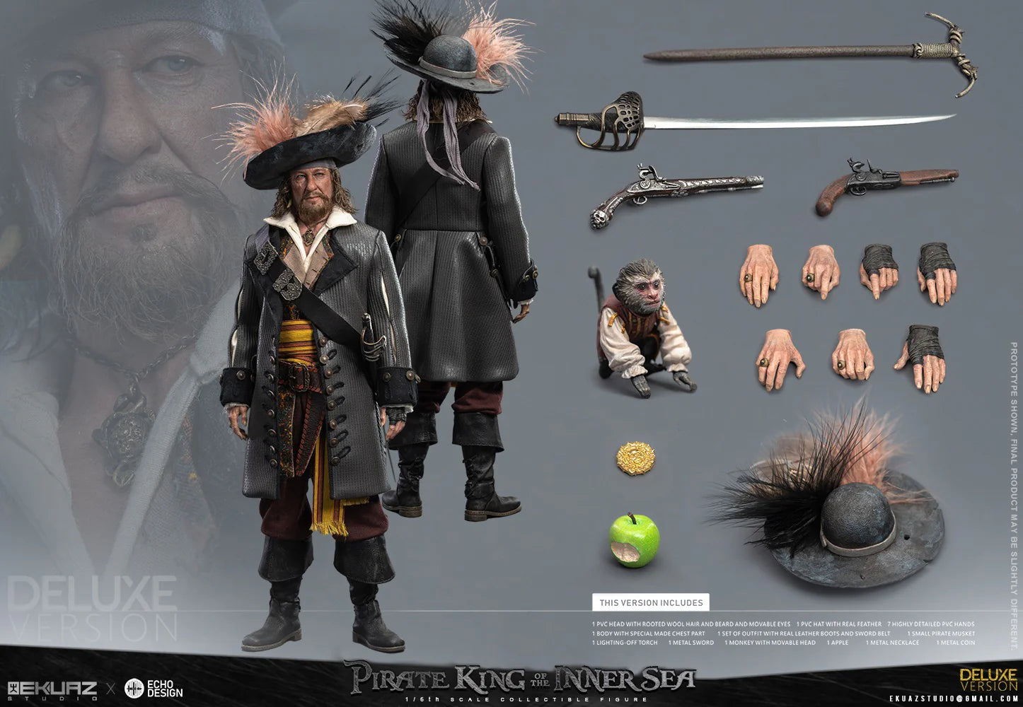 Ekuaz Studio x Echo Design King of the Caspian Sea 1/6 Figure (POTC Hector Barbossa)