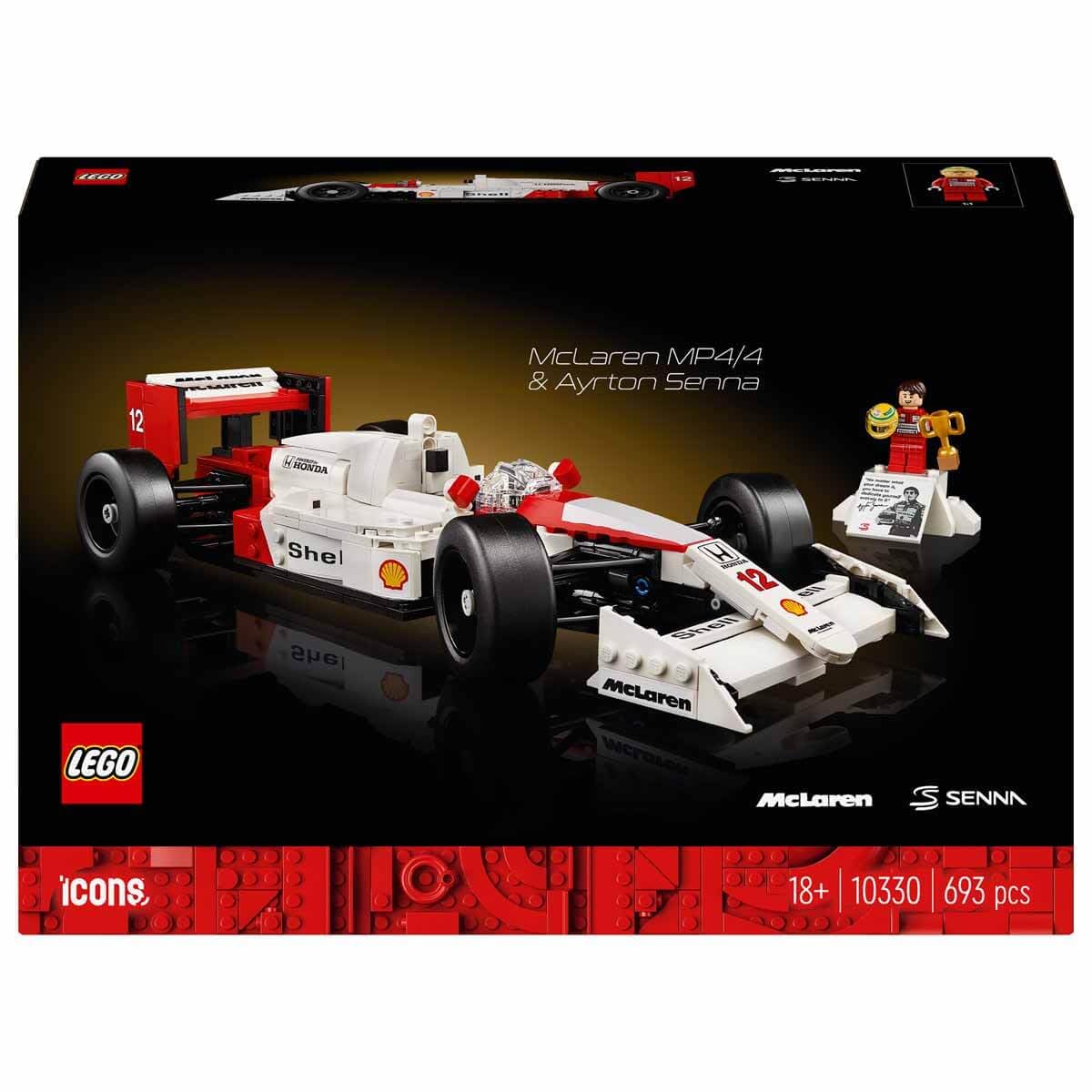 LEGO Icons McLaren MP4/4 & Ayrton Senna Model Car 10330 for Adults (693 Pieces)