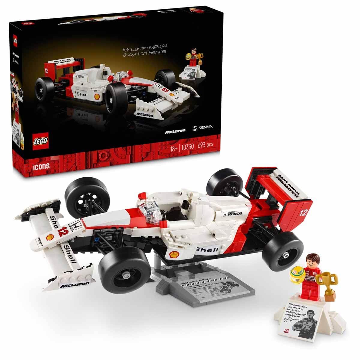LEGO Icons McLaren MP4/4 & Ayrton Senna Model Car 10330 for Adults (693 Pieces)