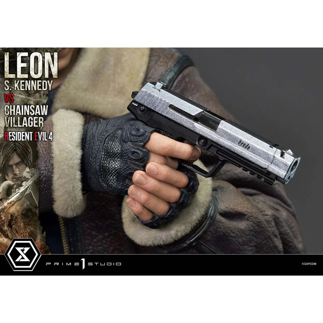 Resident Evil 4 Leon S. Kennedy Versus Chainsaw Villager Statue By Prime1 Studio