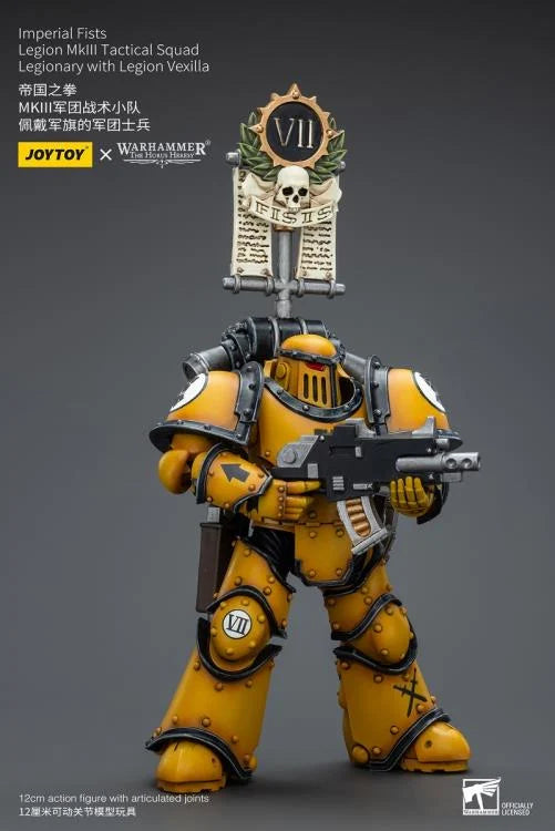 Warhammer: The Horus Heresy Imperial Fists Legion MkIII Tactical Squad Legionary with Legion Vexilla 1/18 Scale Action Figure
