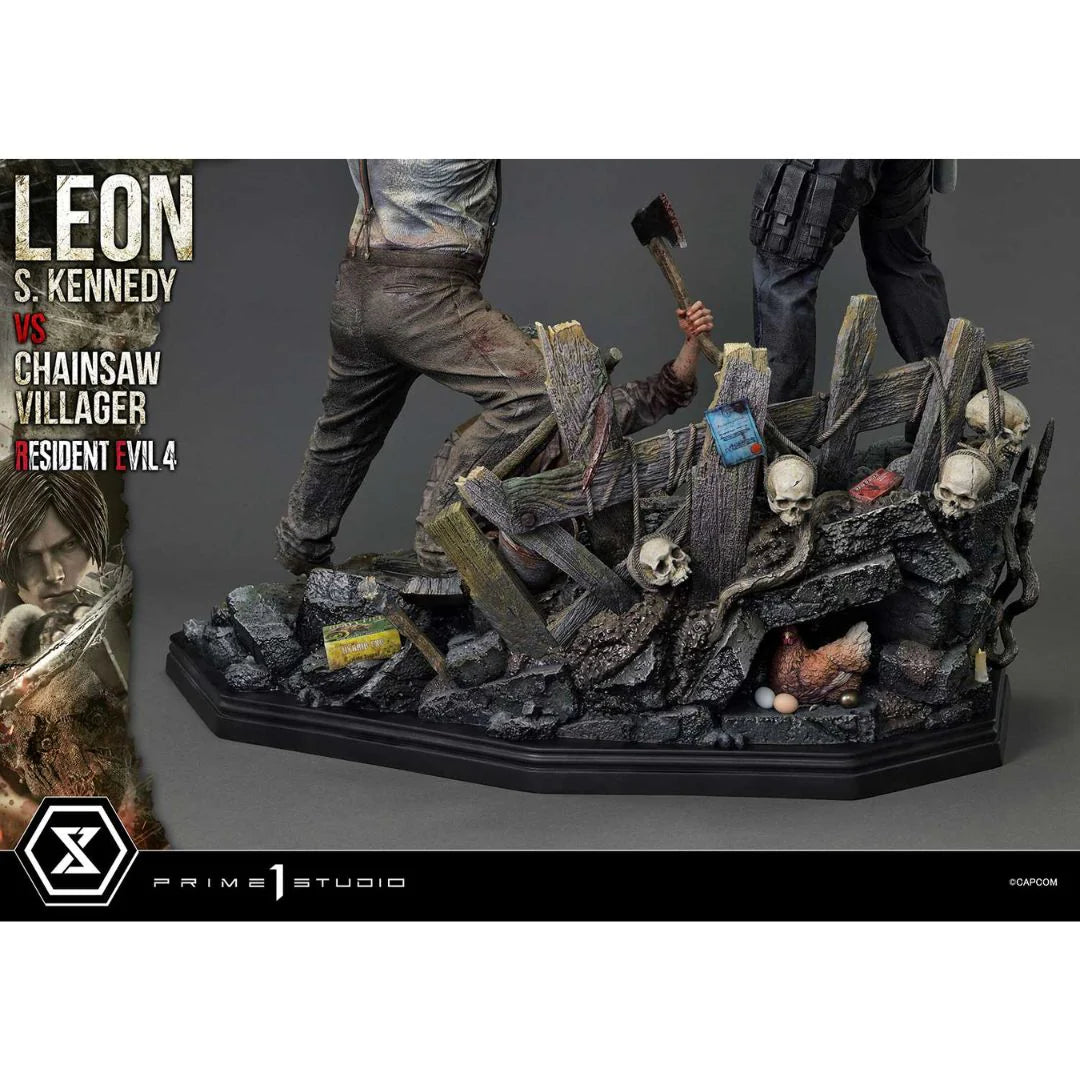 Resident Evil 4 Leon S. Kennedy Versus Chainsaw Villager Statue By Prime1 Studio