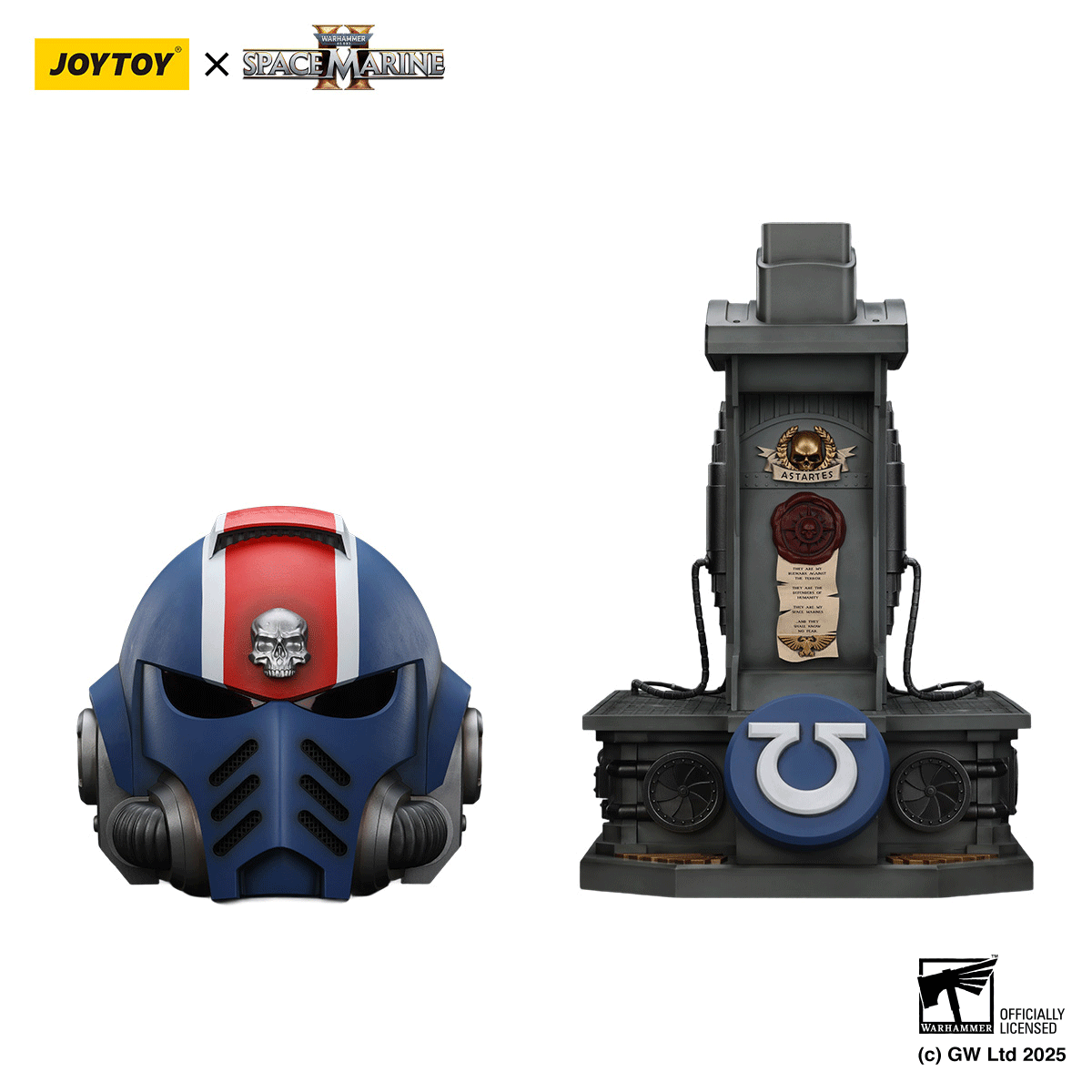 JOYTOY JT01697 1/1 Warhammer 40 Ultramarines Lieutenant Titus' MKX Helmet & Display Stand