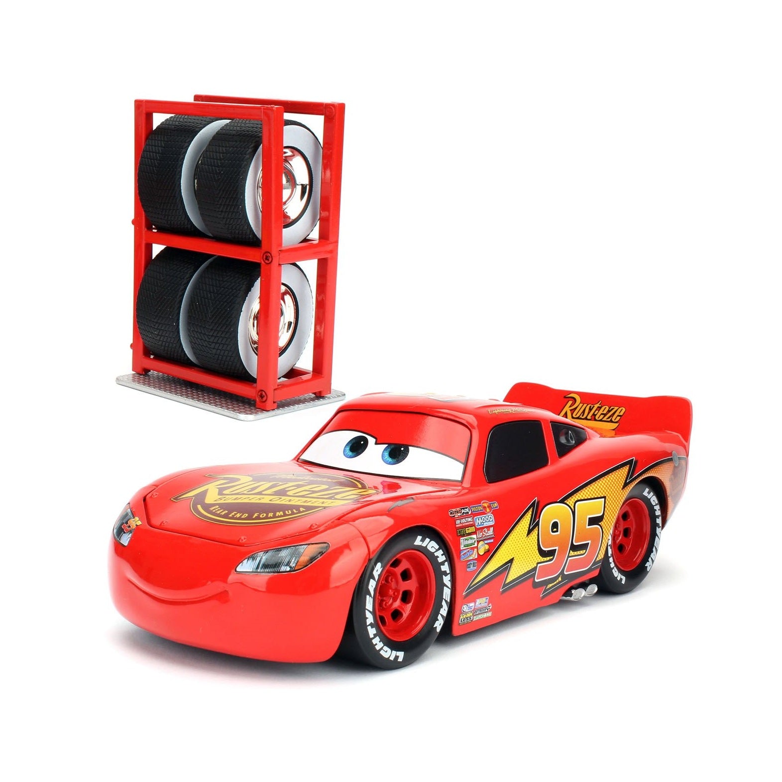 Disney Pixar Cars 3 - Lightning McQueen 1:24 Die-Cast Vehicle with Tire Rack