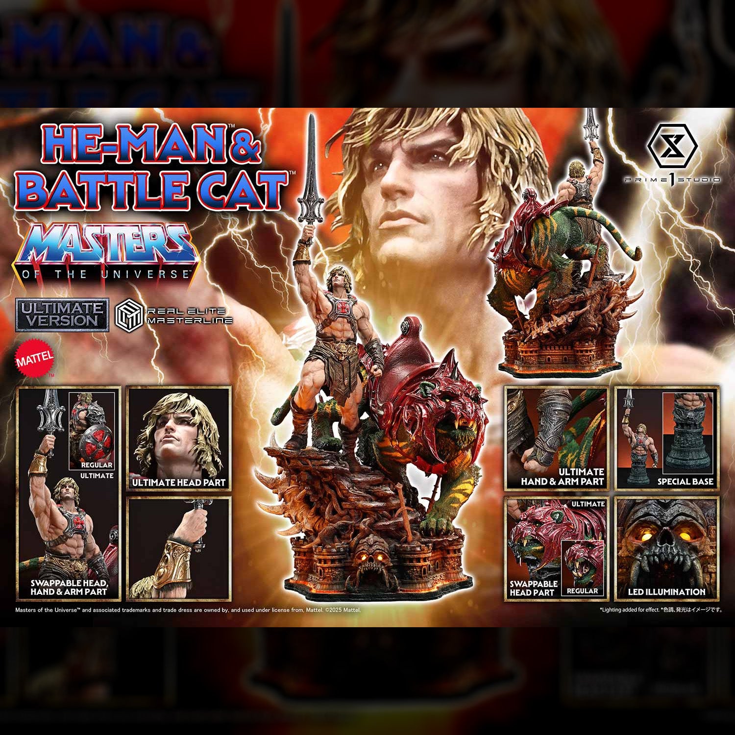 Masters of the Universe He-Man & Battle Cat Ultimate Bonus version By Prime 1 Studio