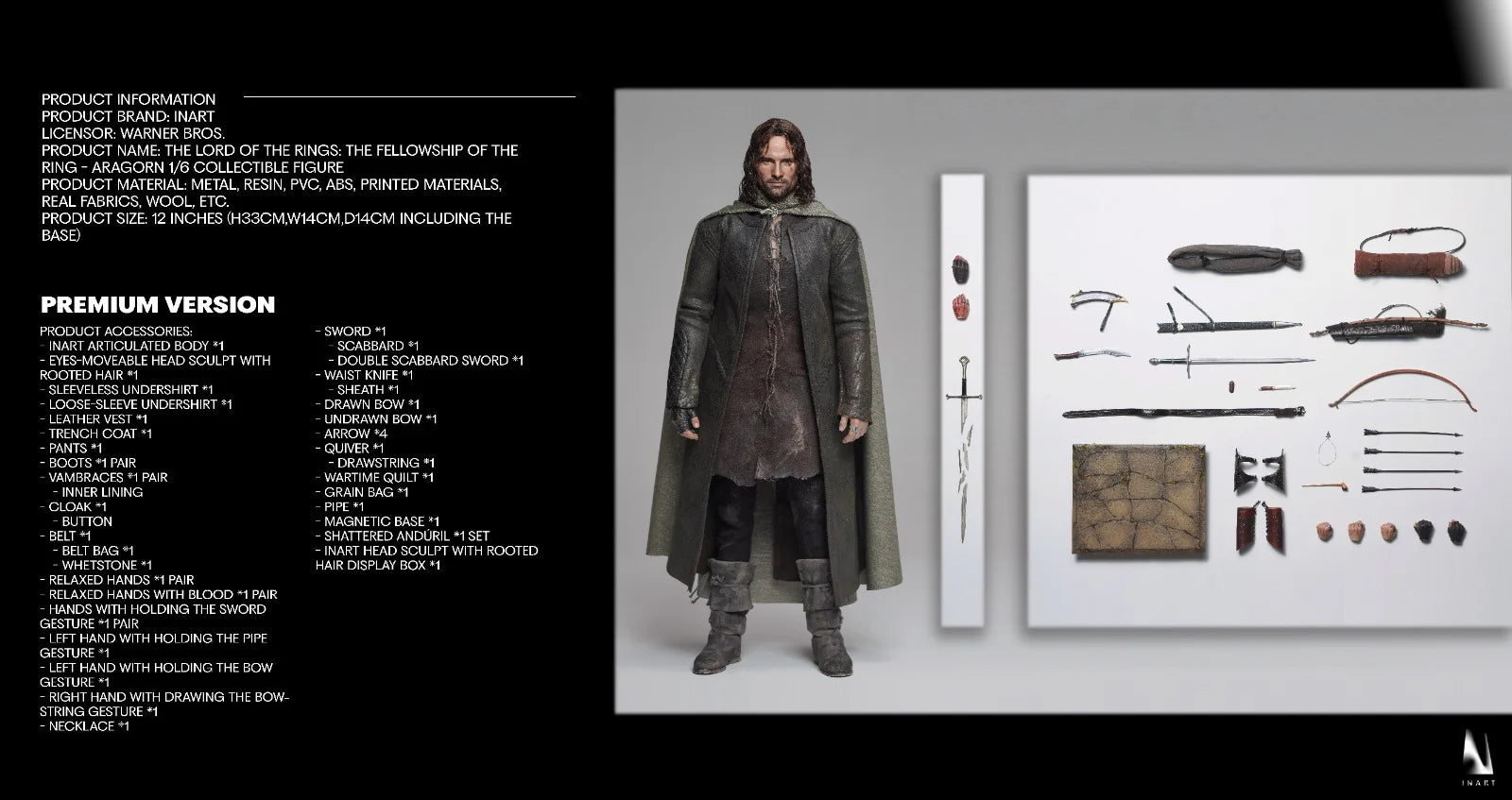 Lord of the Rings: Aragorn (Premium Version) INART 1/6 SCALE FIGURE