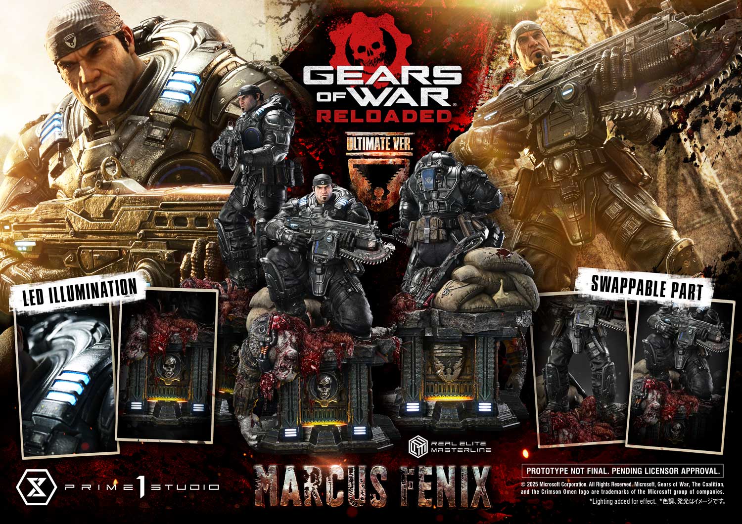 Gears of War Reloaded Marcus Fenix Ultimate Bonus Version Statue