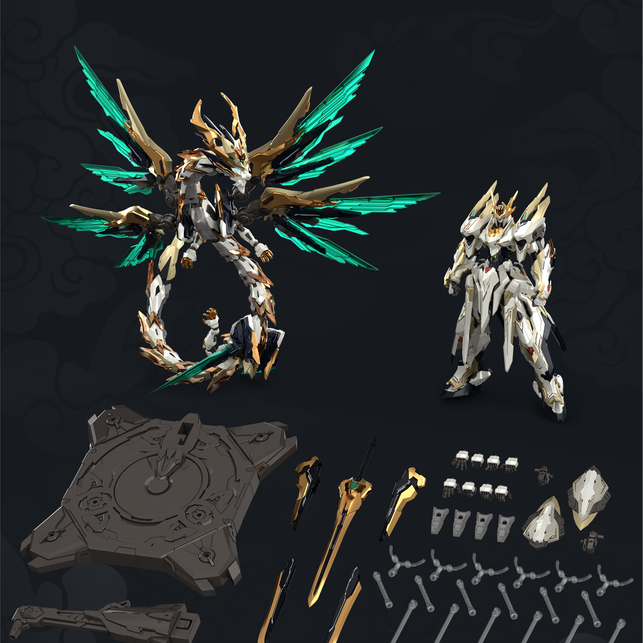 GS-TOYS Emp-01 Yellow Emperor Mc-01 Winged Dragon Set of 2