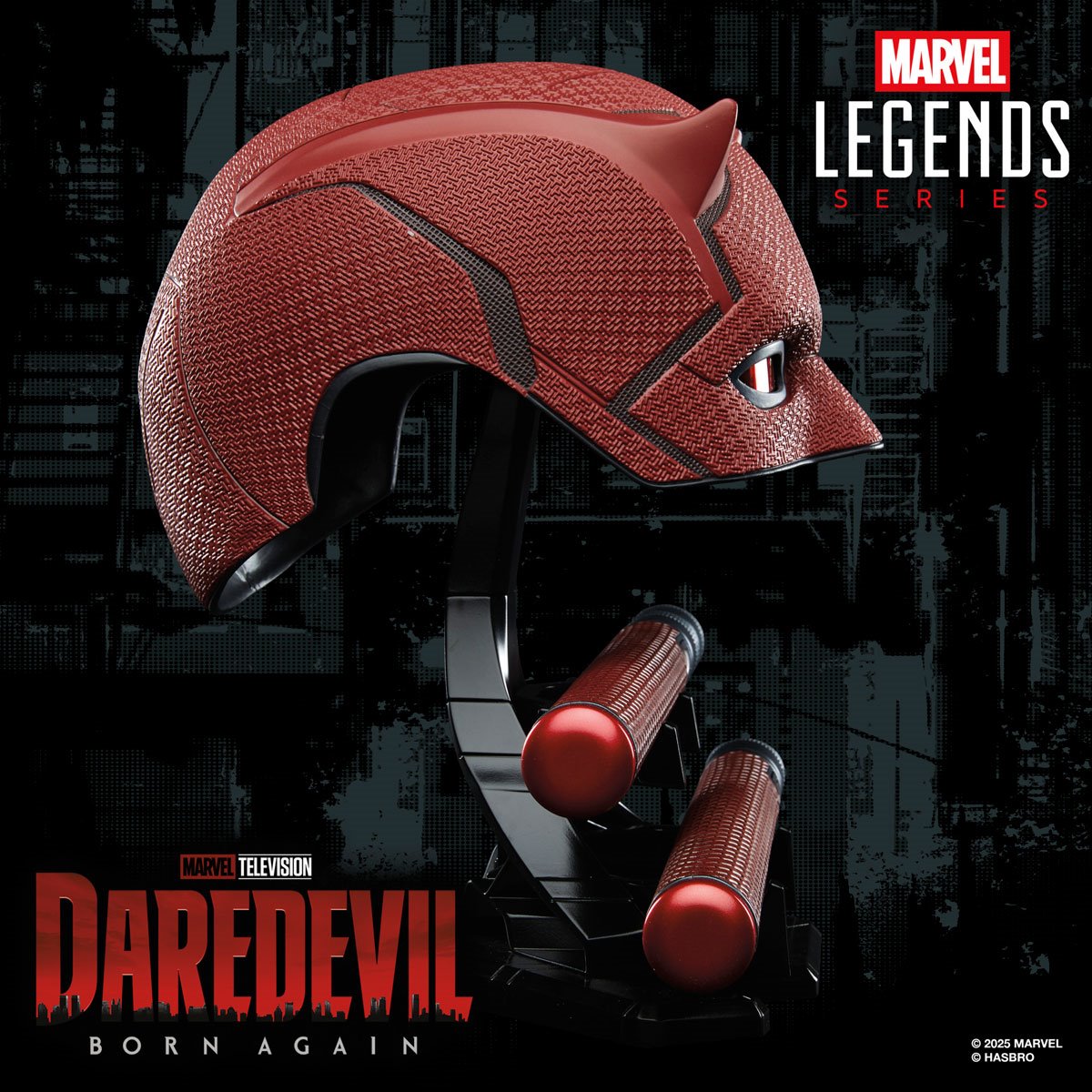Marvel Legends Daredevil: Born Again Daredevil Mask and Billy Club Prop Replicas