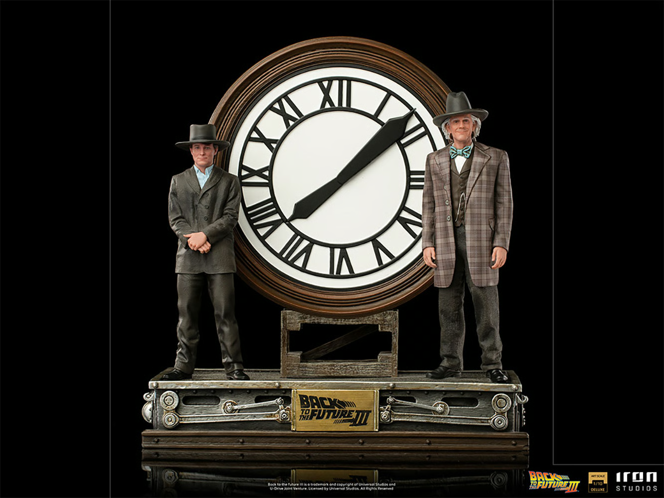 Marty and Doc at the Clock Deluxe Statue by Iron Studios