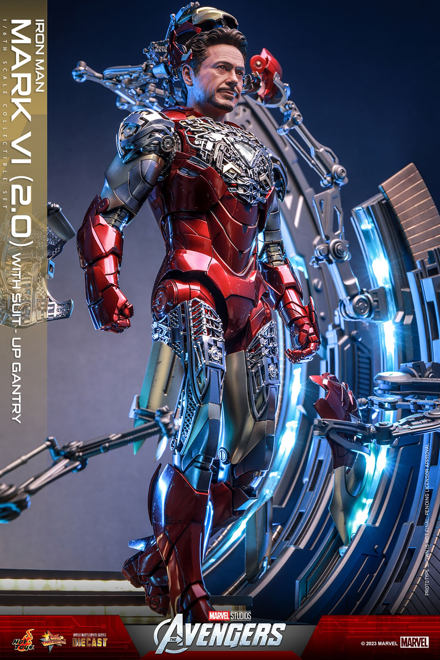 IRON MAN MARK VI (2.0) WITH SUIT-UP GANTRY Sixth Scale Figure Set by Hot Toys
