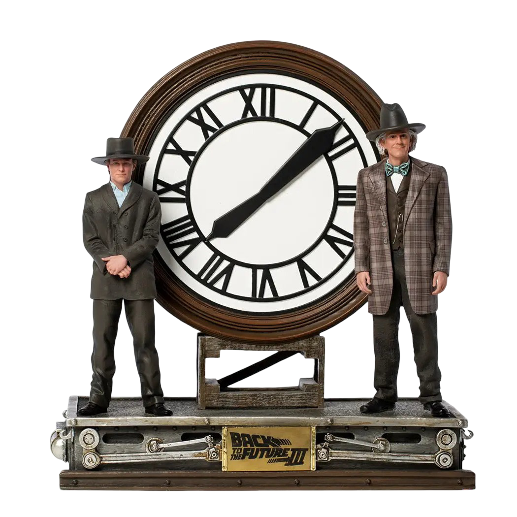 Marty and Doc at the Clock Deluxe Statue by Iron Studios