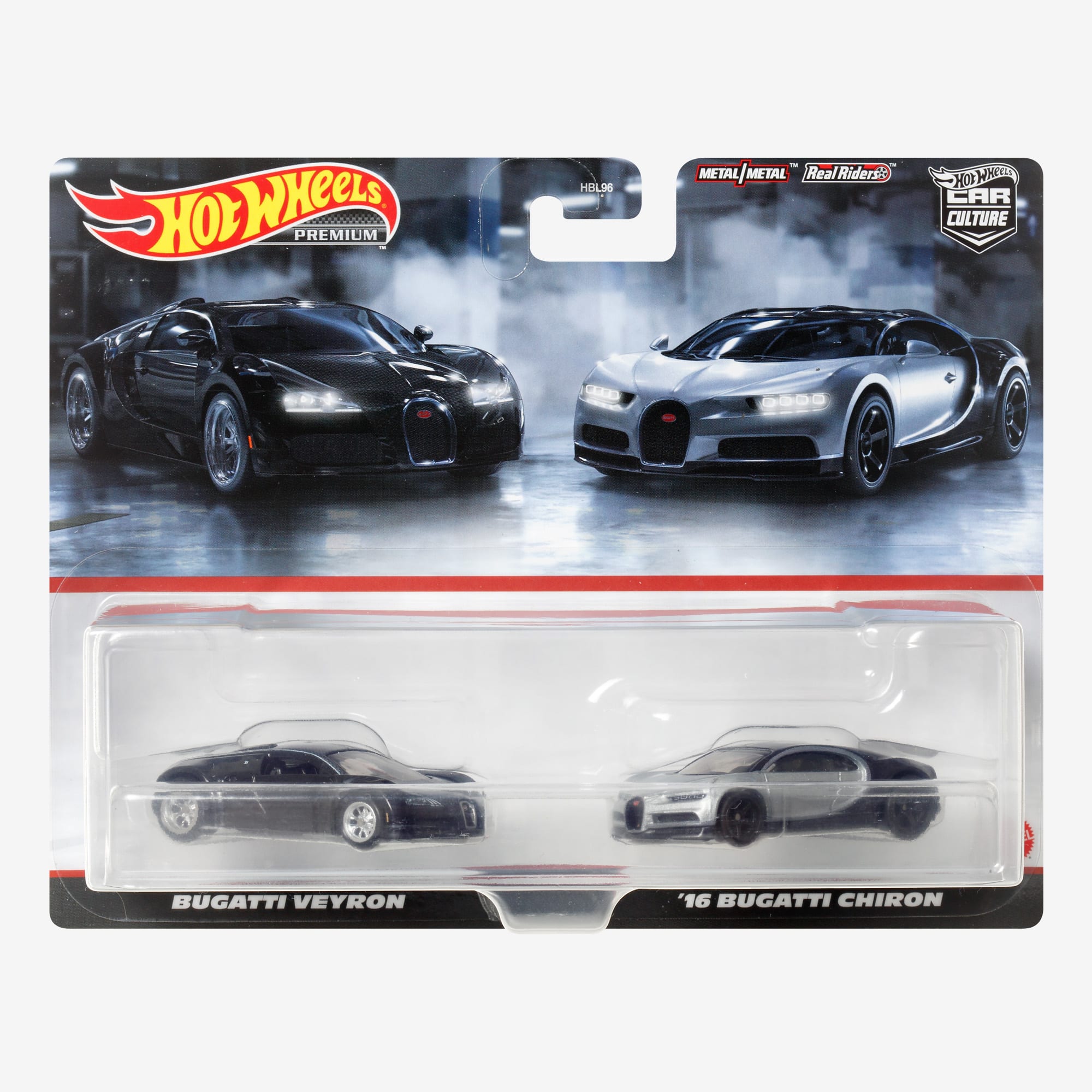 Hot Wheels Premium Car Culture 2-Pack, Bugatti Veyron 2016 Bugatti Chiron  (Creations Exclusive)