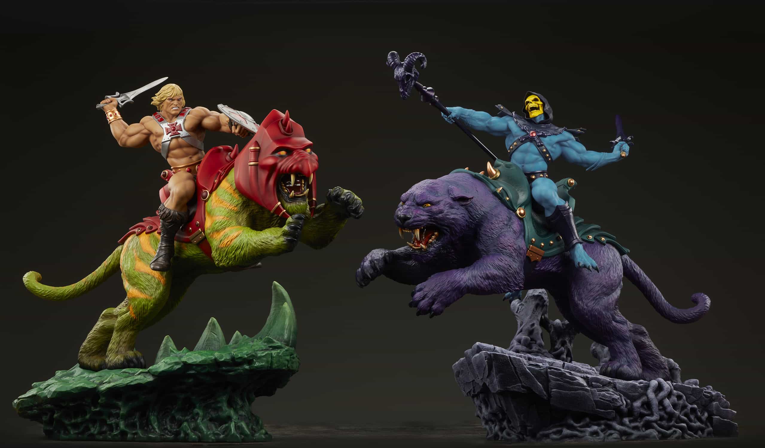 Skeletor & Panthor Classic Deluxe Statue By Tweeterhead