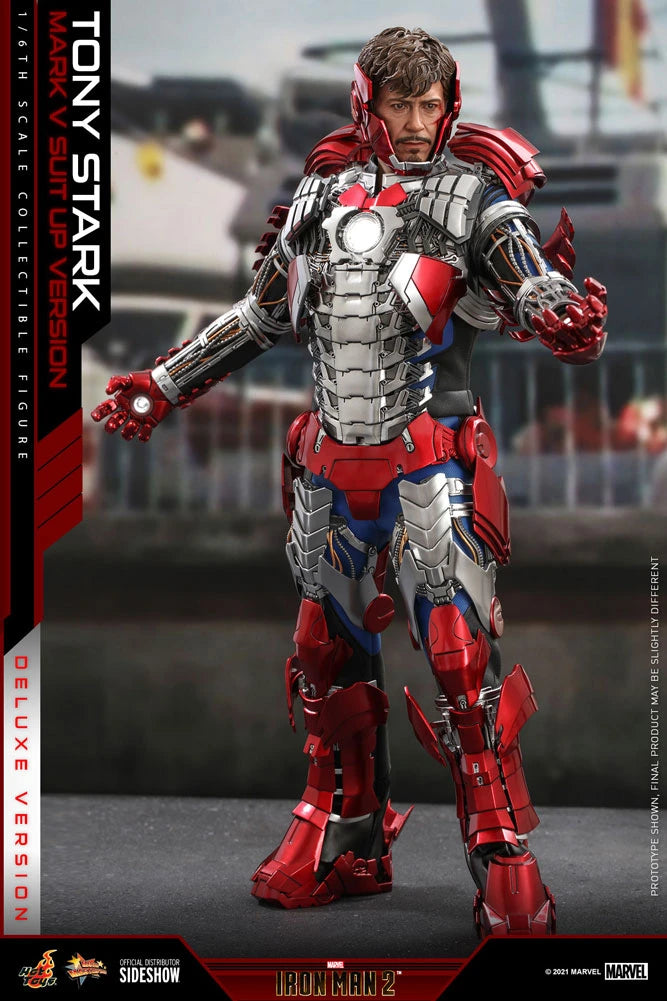 TONY STARK (MARK V SUIT UP VERSION) DELUXE Sixth Scale Figure by Hot Toys