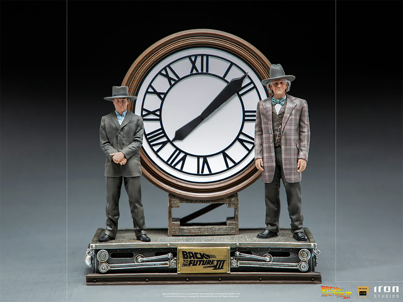Marty and Doc at the Clock Deluxe Statue by Iron Studios
