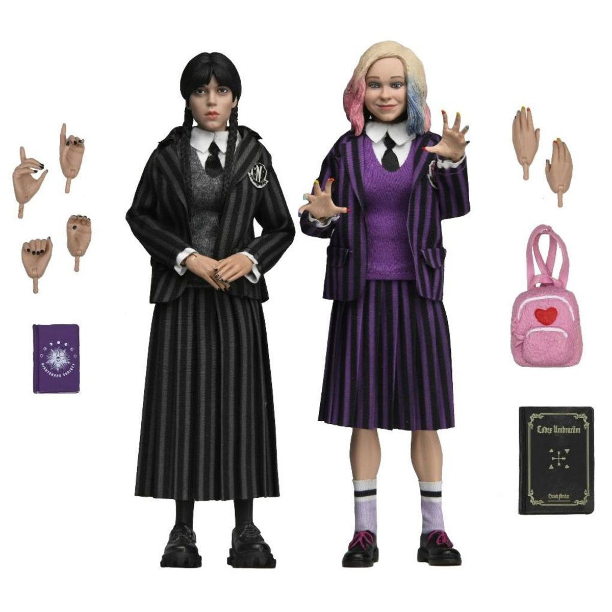 Wednesday & Enid (Nevermore Uniform) Retro Clothed Action Figure from Neca