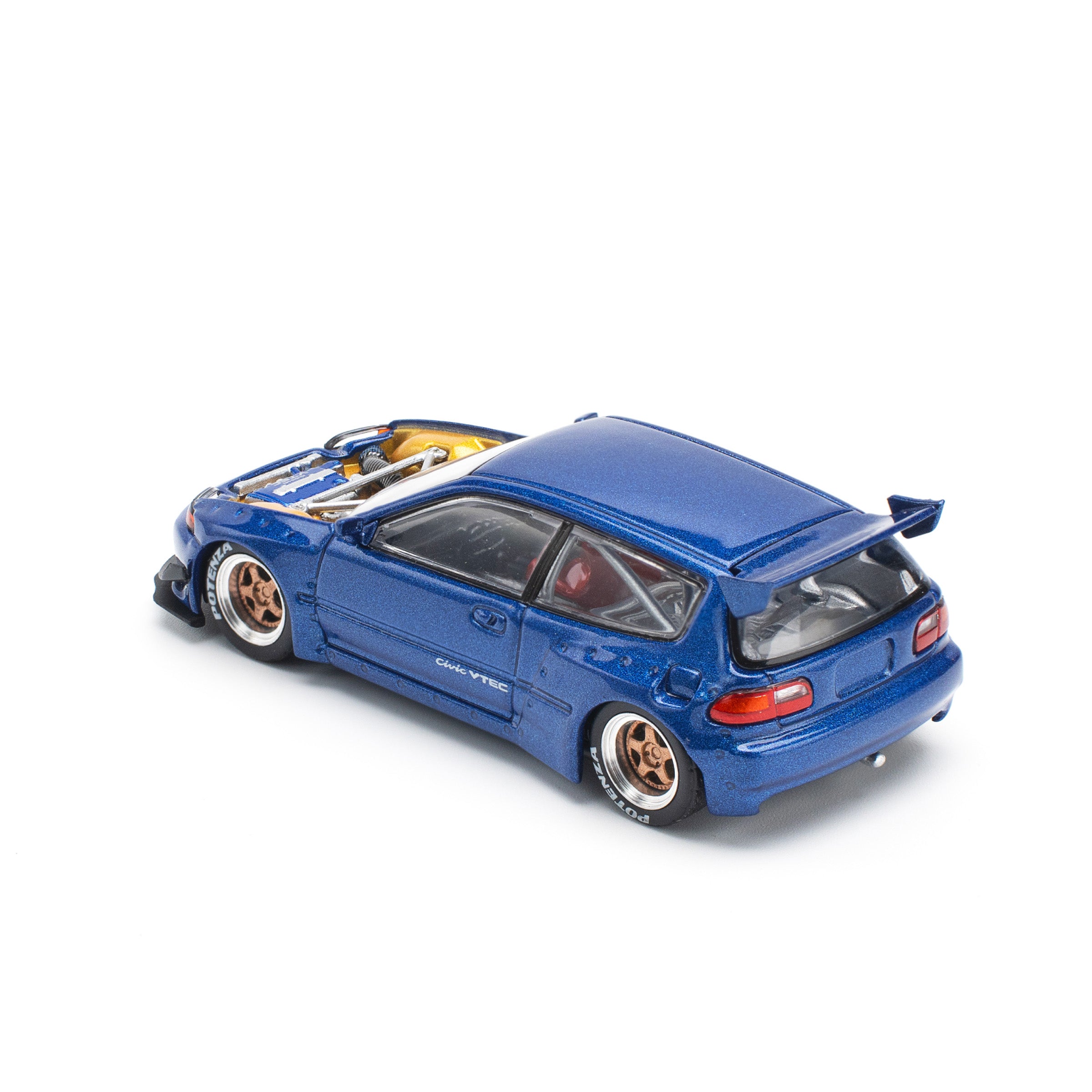 PANDEM CIVIC EG6 METALLIC BLUE WITH OPEN HOOD PR640174 by Pop Race