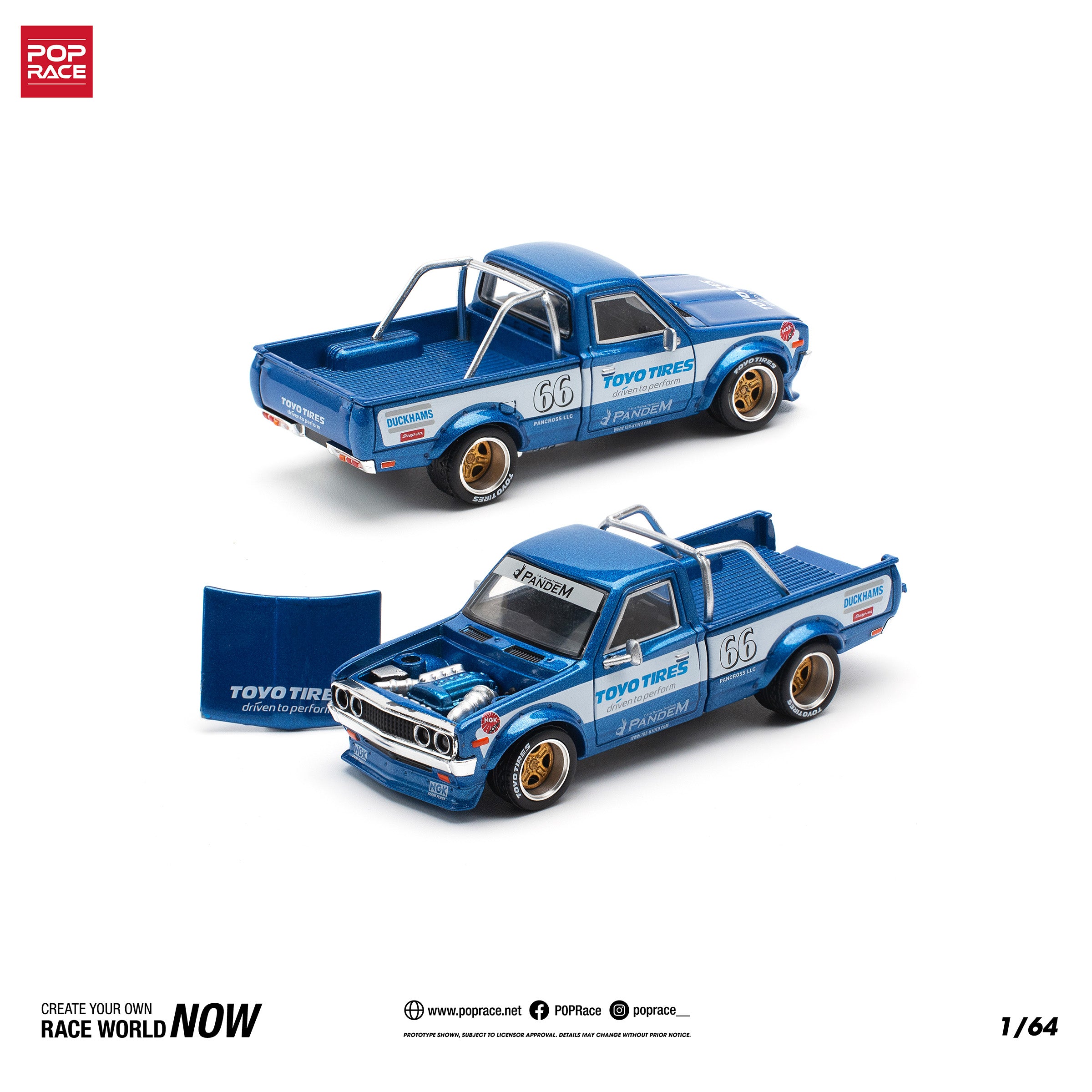 PANDEM DATSUN 620 BLUE NEW TOOLING PR640217 by Pop Race