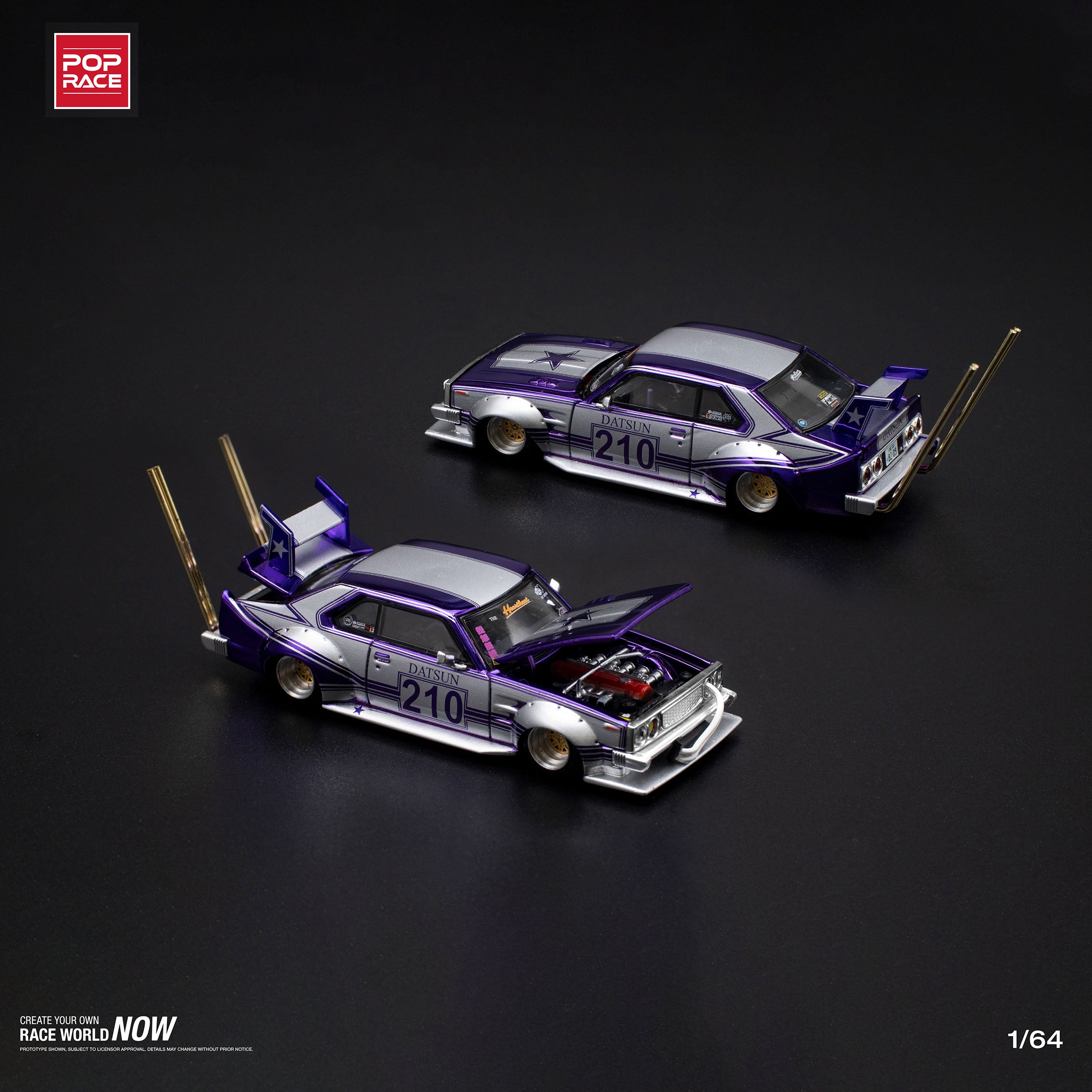 Skyline C210 Kaido Racer Bosozuko Style Purple PR640107 by Pop Race