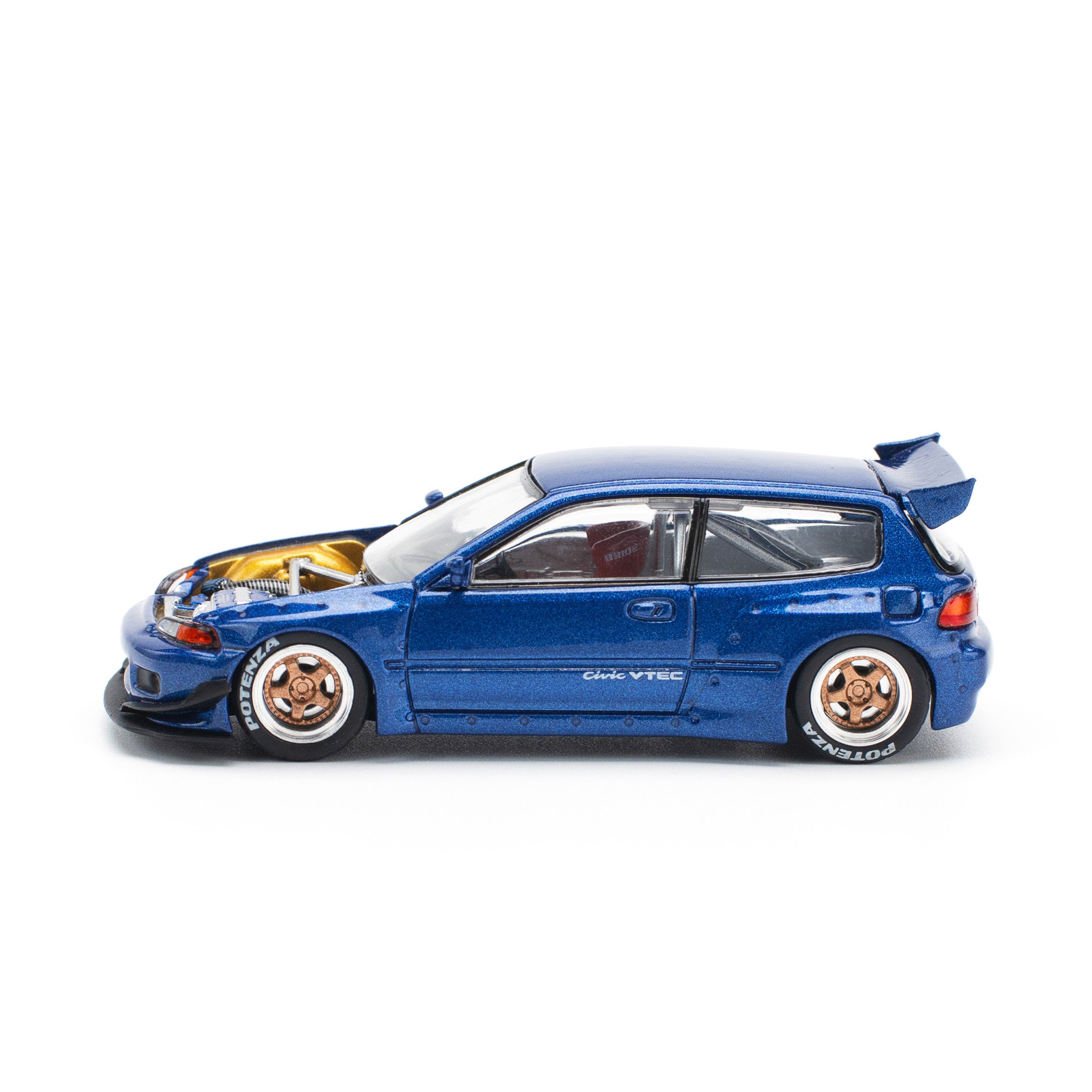 PANDEM CIVIC EG6 METALLIC BLUE WITH OPEN HOOD PR640174 by Pop Race