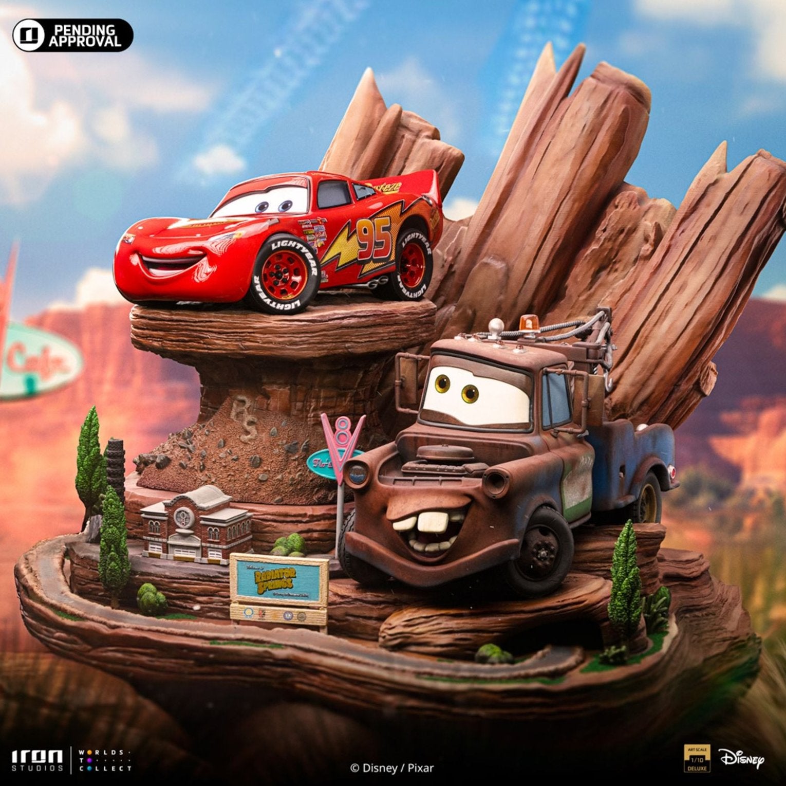 Disney Cars - Lightning Mcqueen & Tow Mater Deluxe 1/10 Statue by Iron Studios