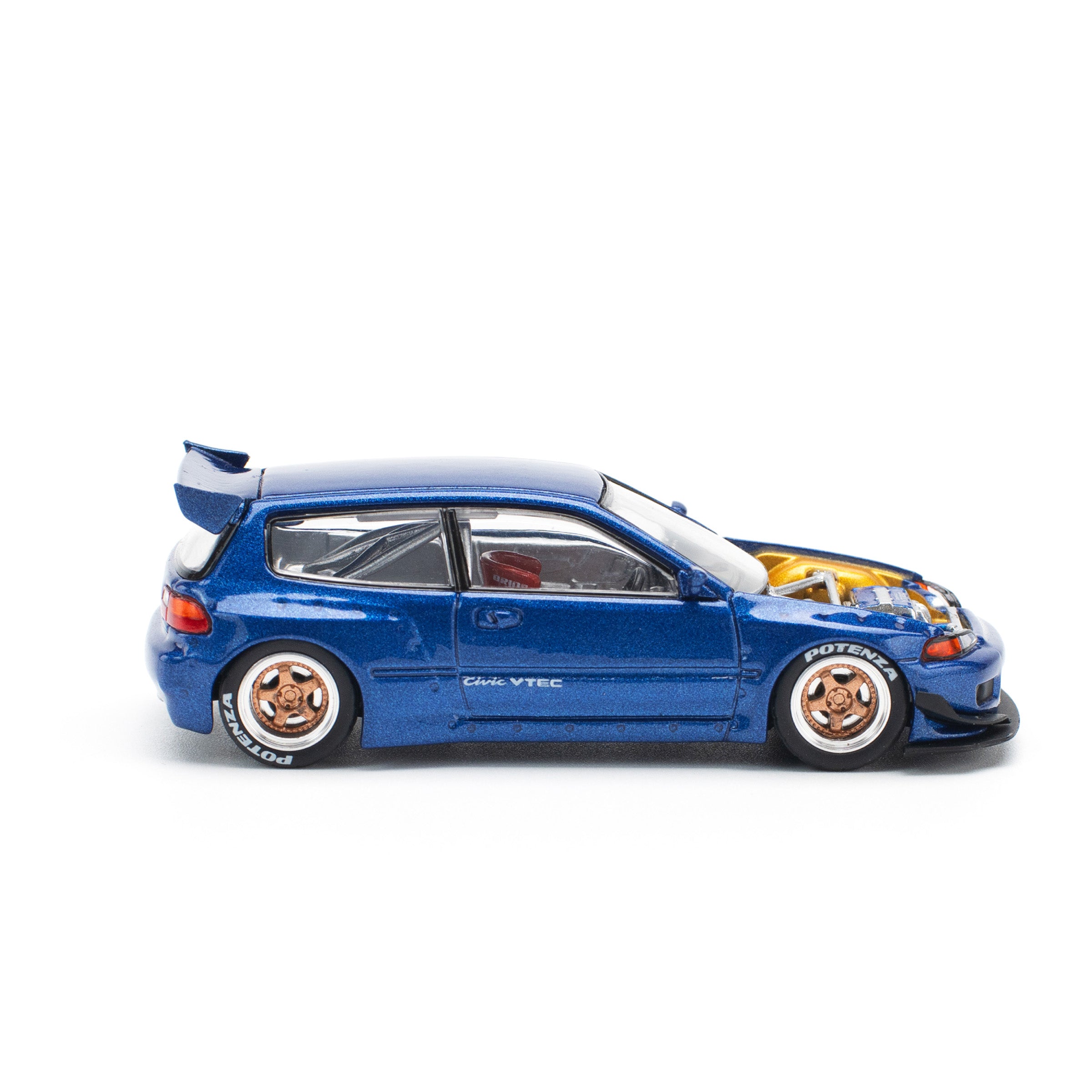 PANDEM CIVIC EG6 METALLIC BLUE WITH OPEN HOOD PR640174 by Pop Race