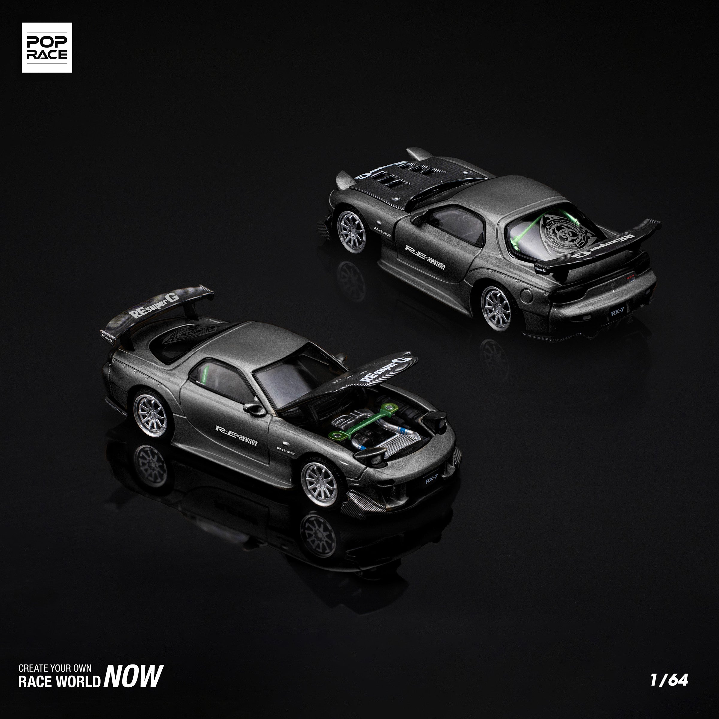MAZDA RX7 RE-AMEMIYA WIDEBODY GUNMETAL PR640255 by Pop Race