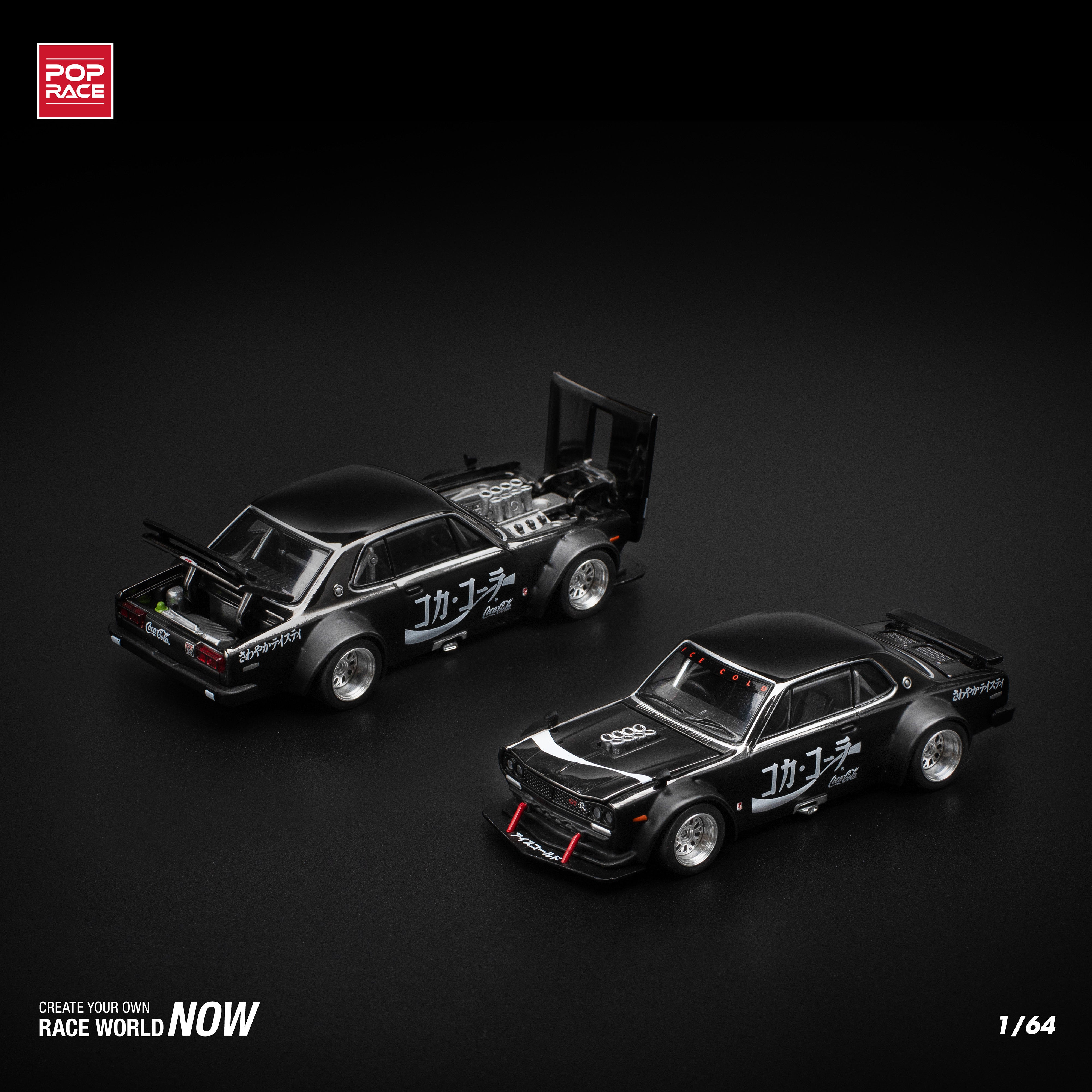 SKYLINE GT-R V8 DRIFT (HAKOSUKA) Coca Cola Chrome Black JP PR640161 by Pop Race
