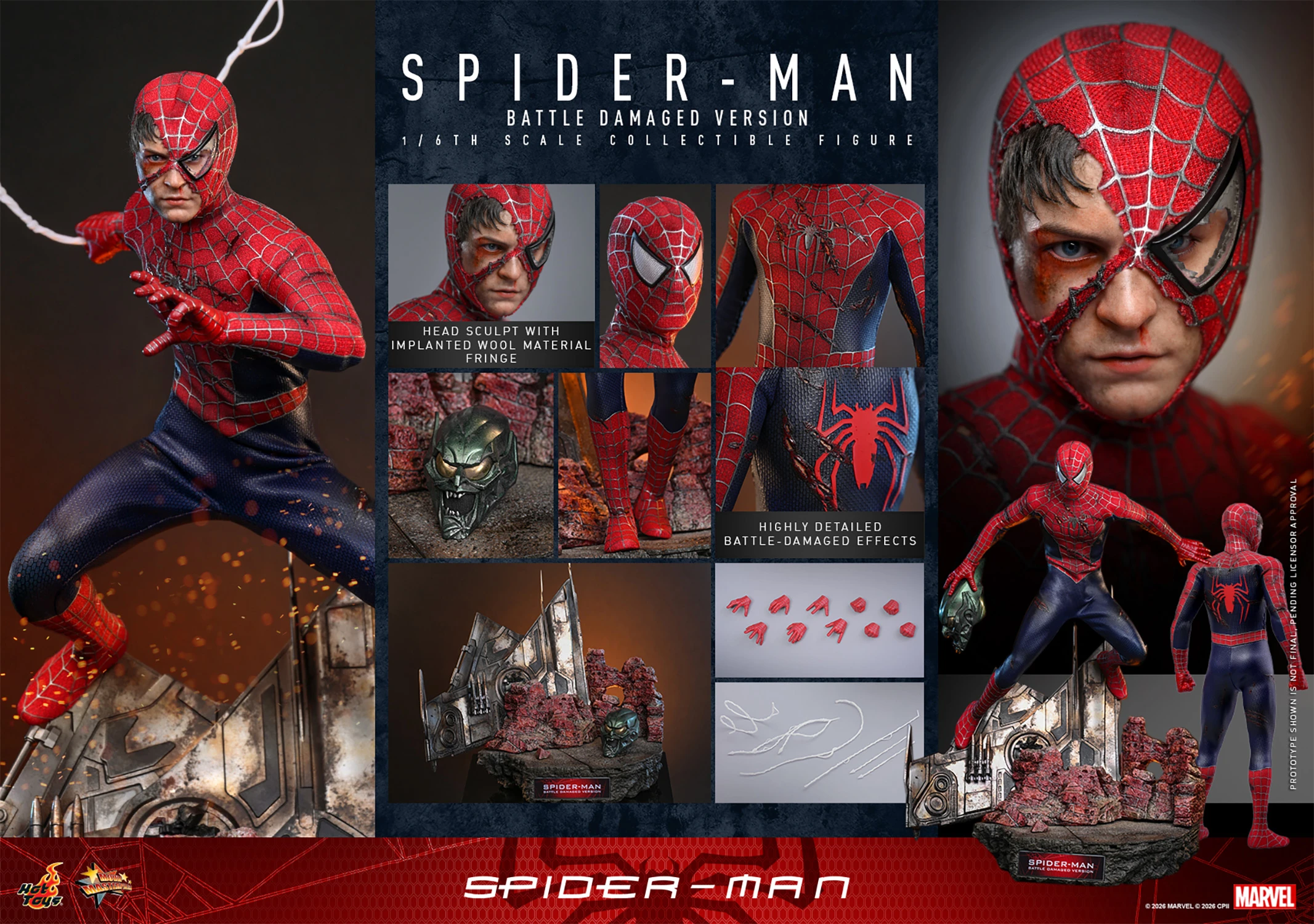 Spider-Man (Battle Damaged Version) Figure by Hot Toys