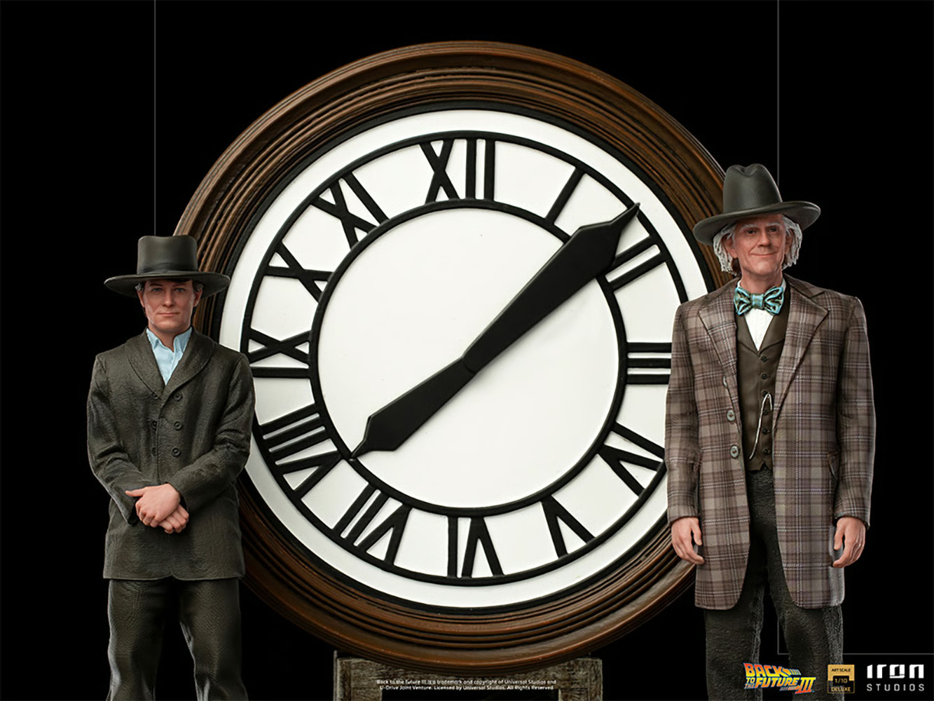 Marty and Doc at the Clock Deluxe Statue by Iron Studios